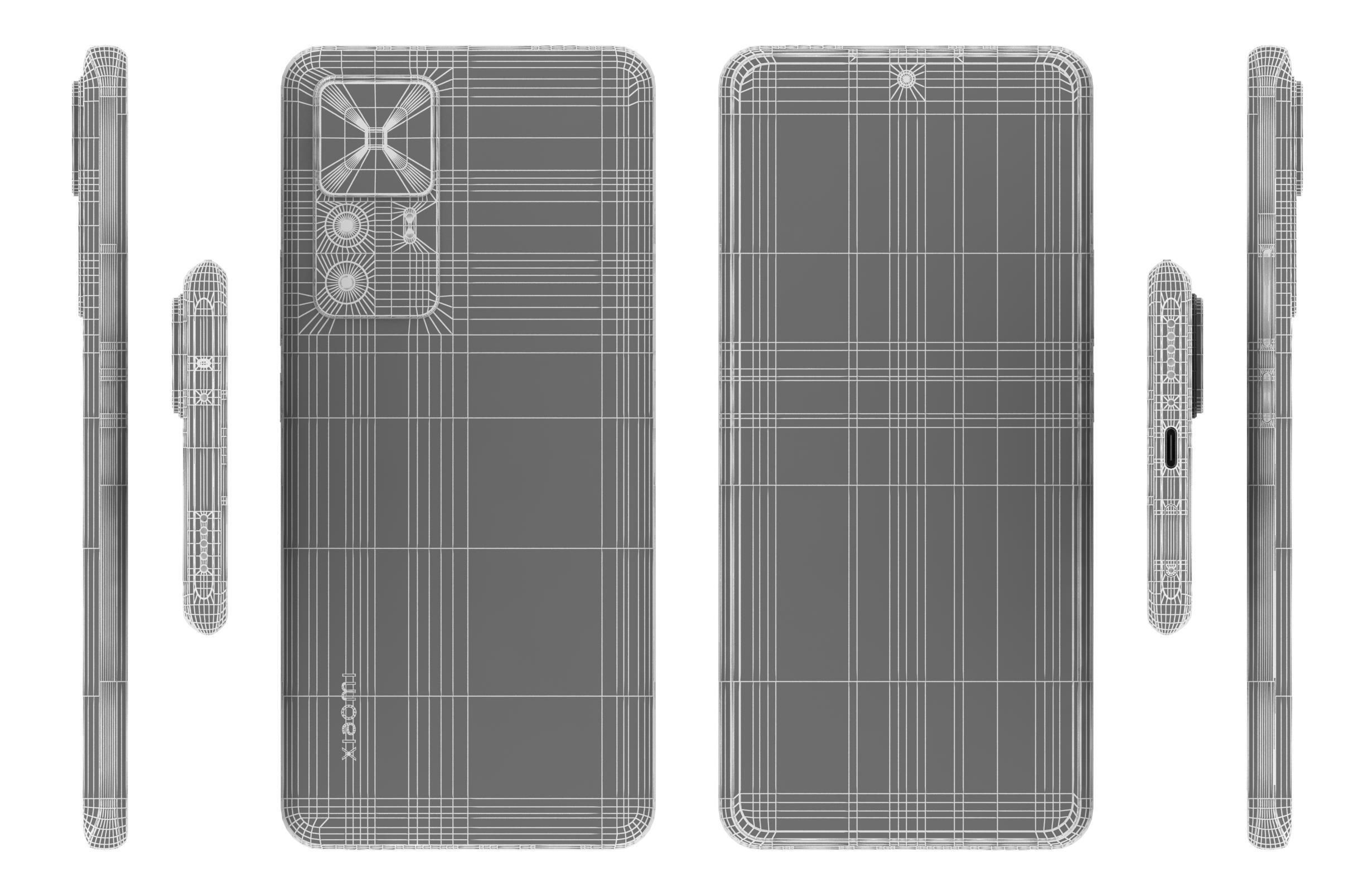 Xiaomi 12T Black Low-poly 3D model_16