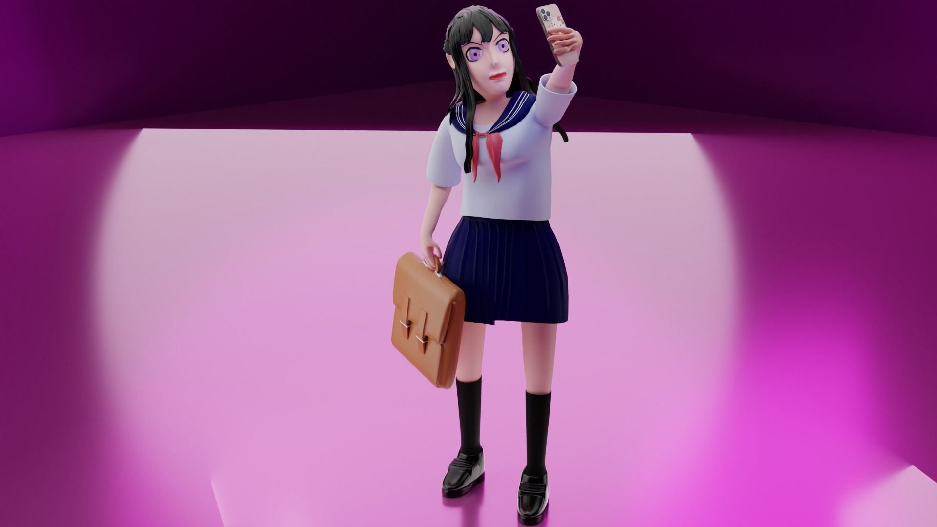 Anime School Girl in Uniform free VR / AR / low-poly 3D model rigged ...