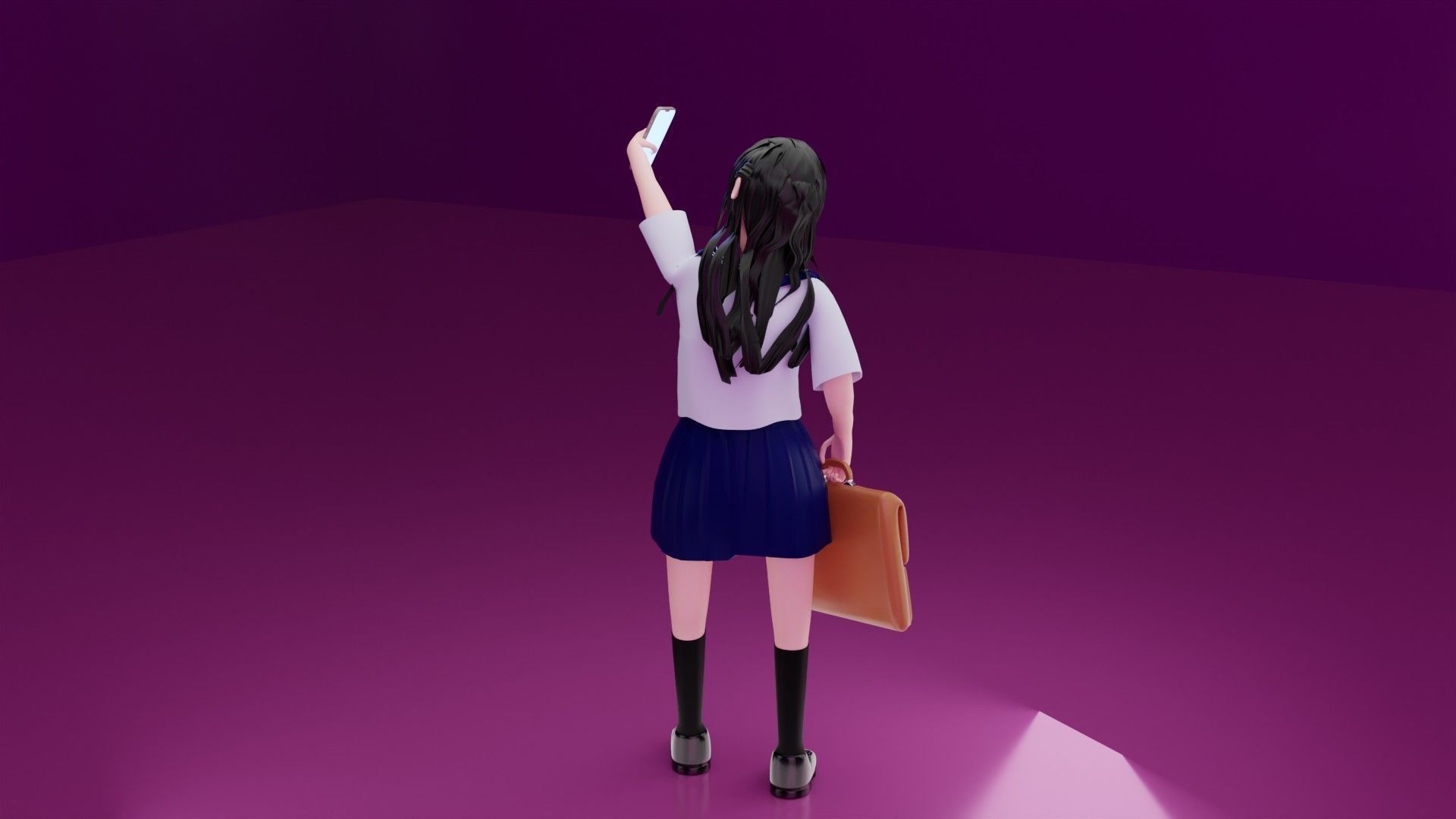 Anime School Girl in Uniform free VR / AR / low-poly 3D model rigged ...