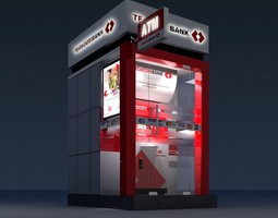 3D Model Detailed ATM Machine Kiosk 3D Model