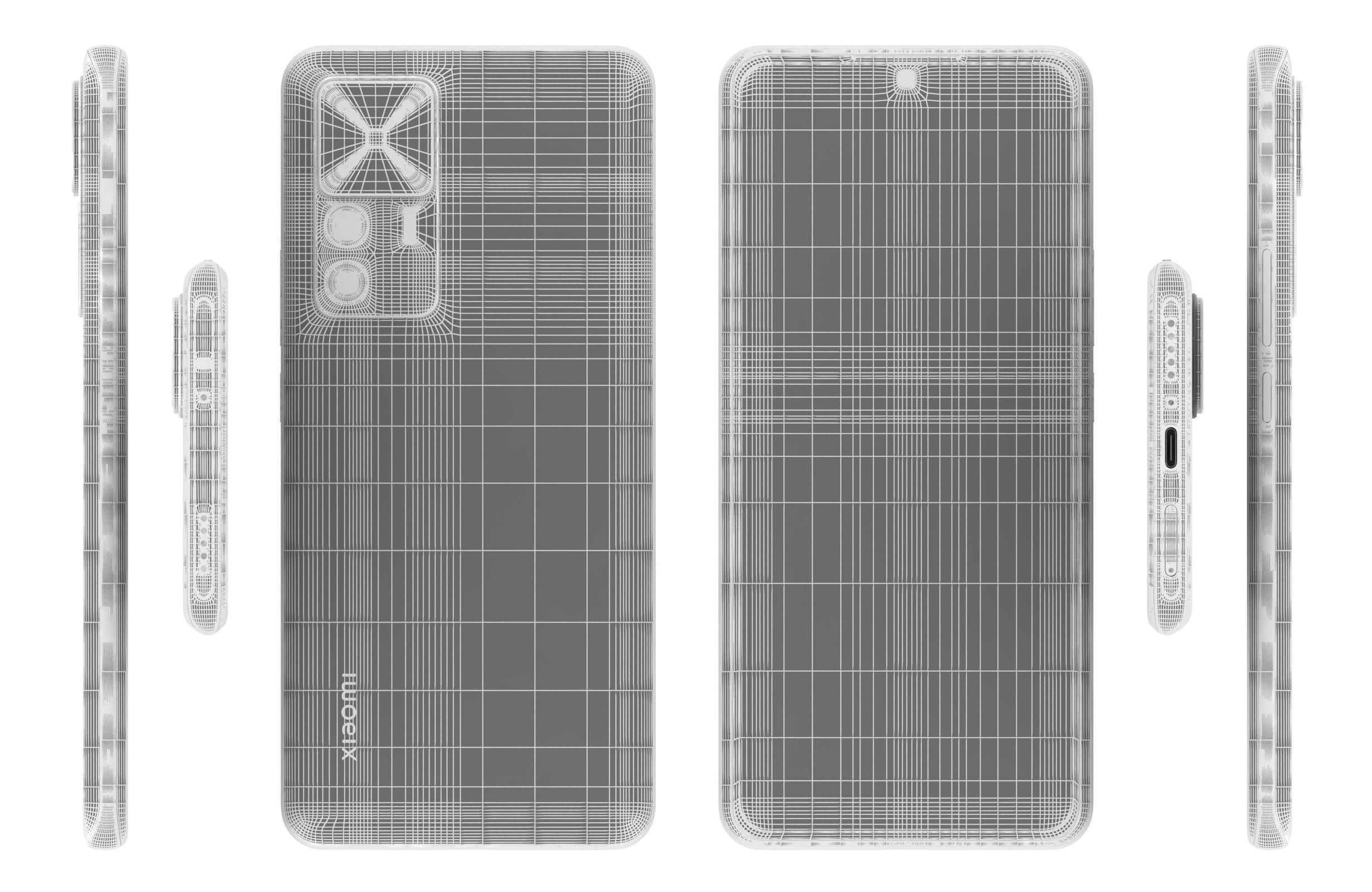 Xiaomi 12T White Low-poly 3D model_17