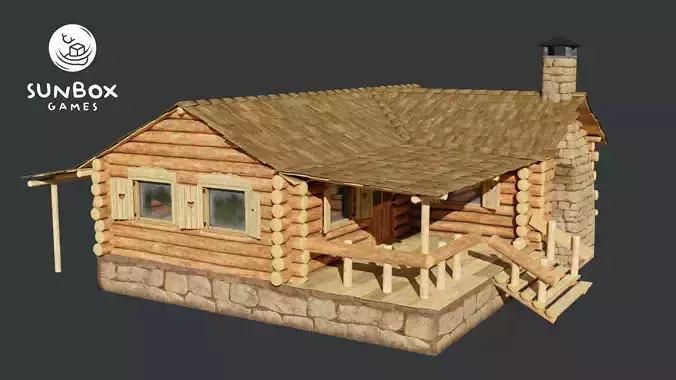 Medium Log Cabin with Interior Fireplace Doors and Windows