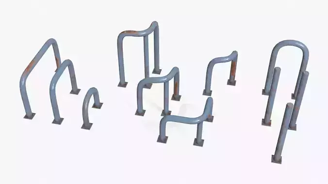 Grey Fence Protector Pack Low-poly 3D model
