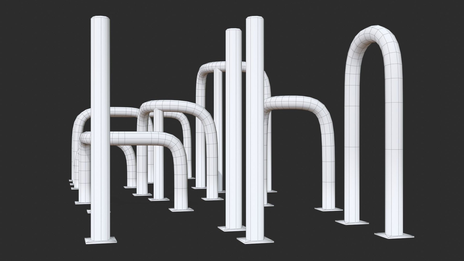 Yellow Fence Prtector Pack Low-poly 3D model_17