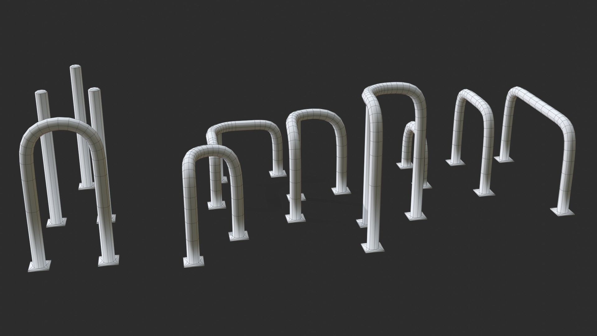 Yellow Fence Prtector Pack Low-poly 3D model_15