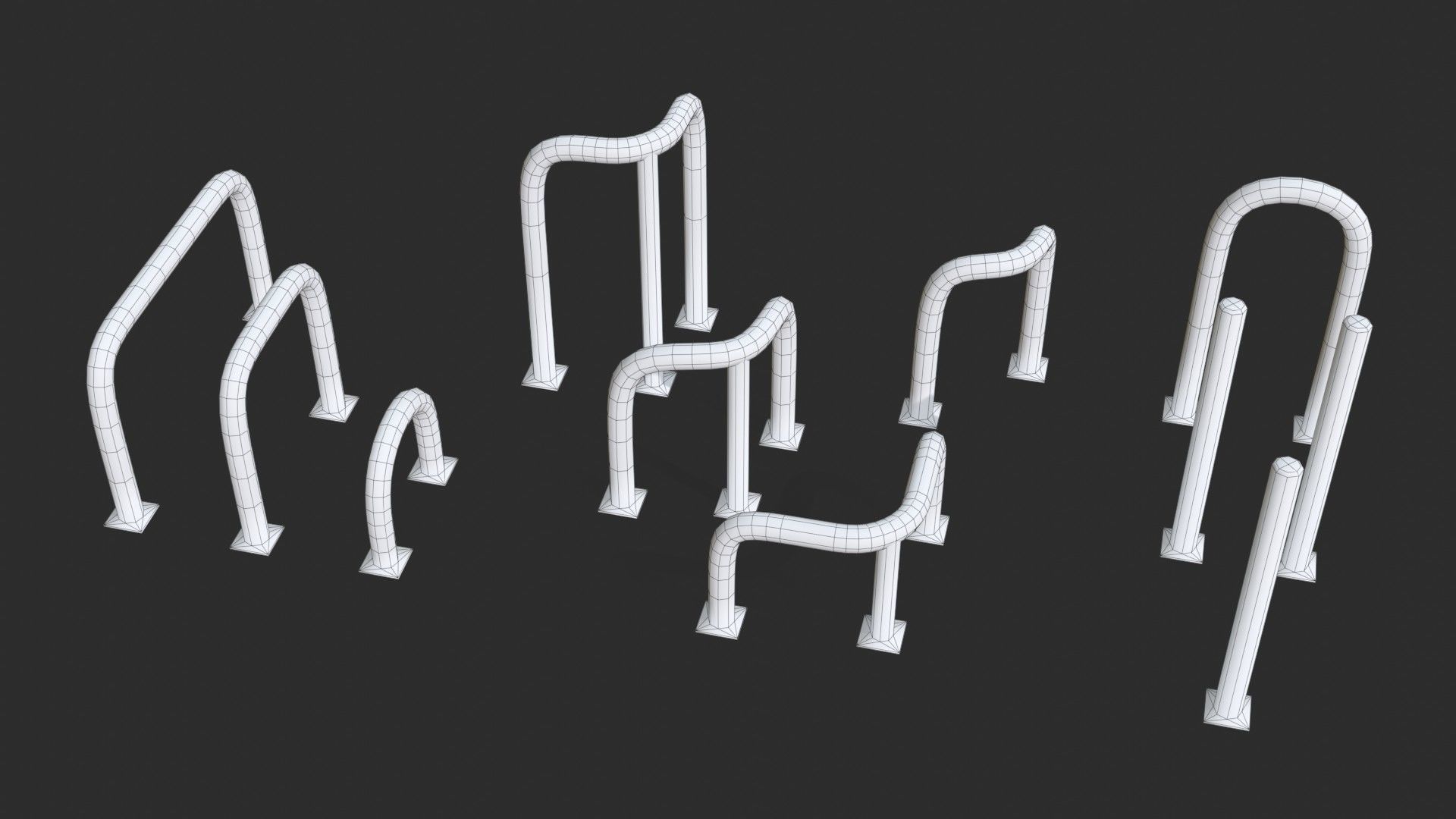 Yellow Fence Prtector Pack Low-poly 3D model_11