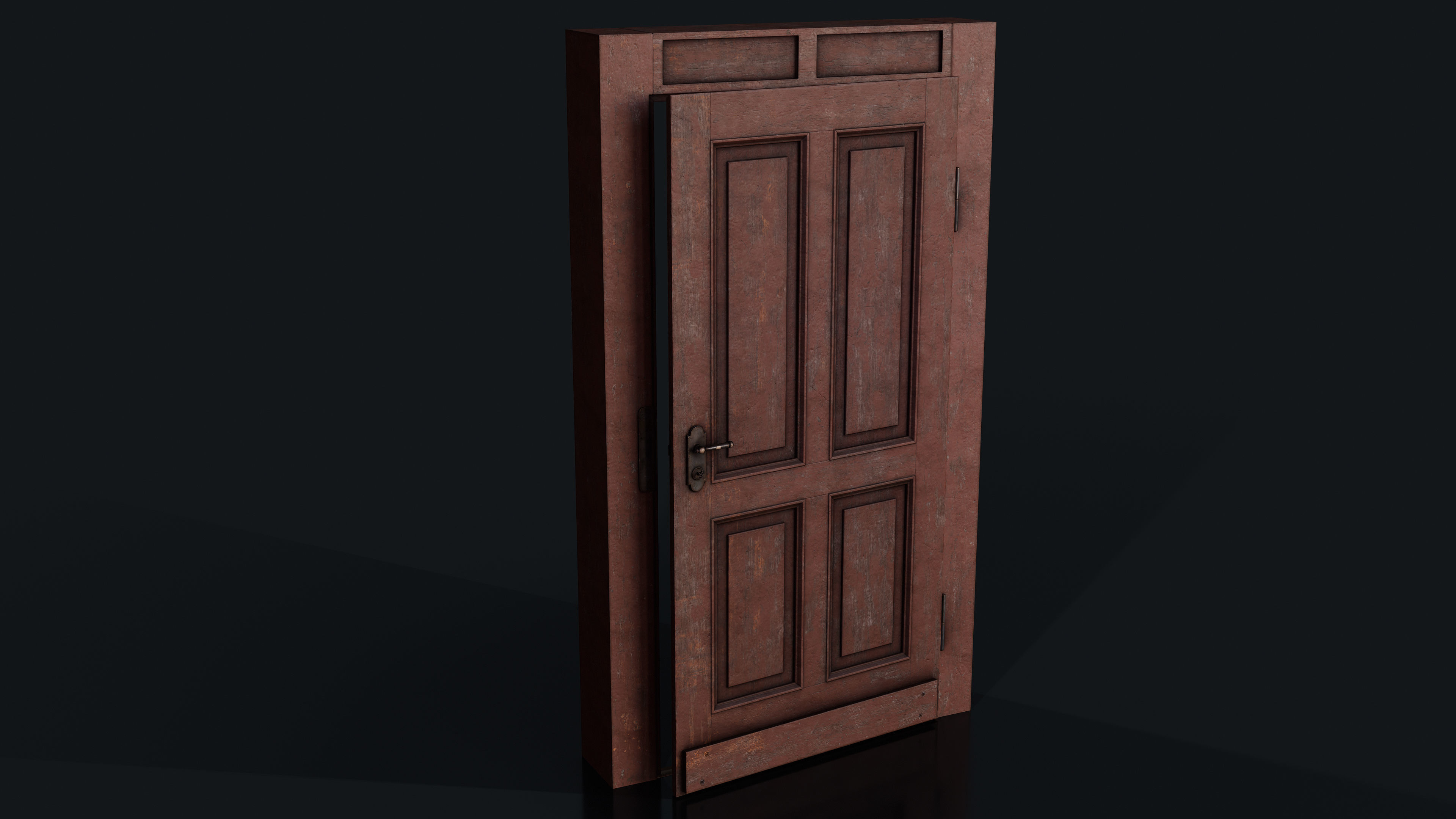 Old Bedroom Door Low-poly 3D model_5