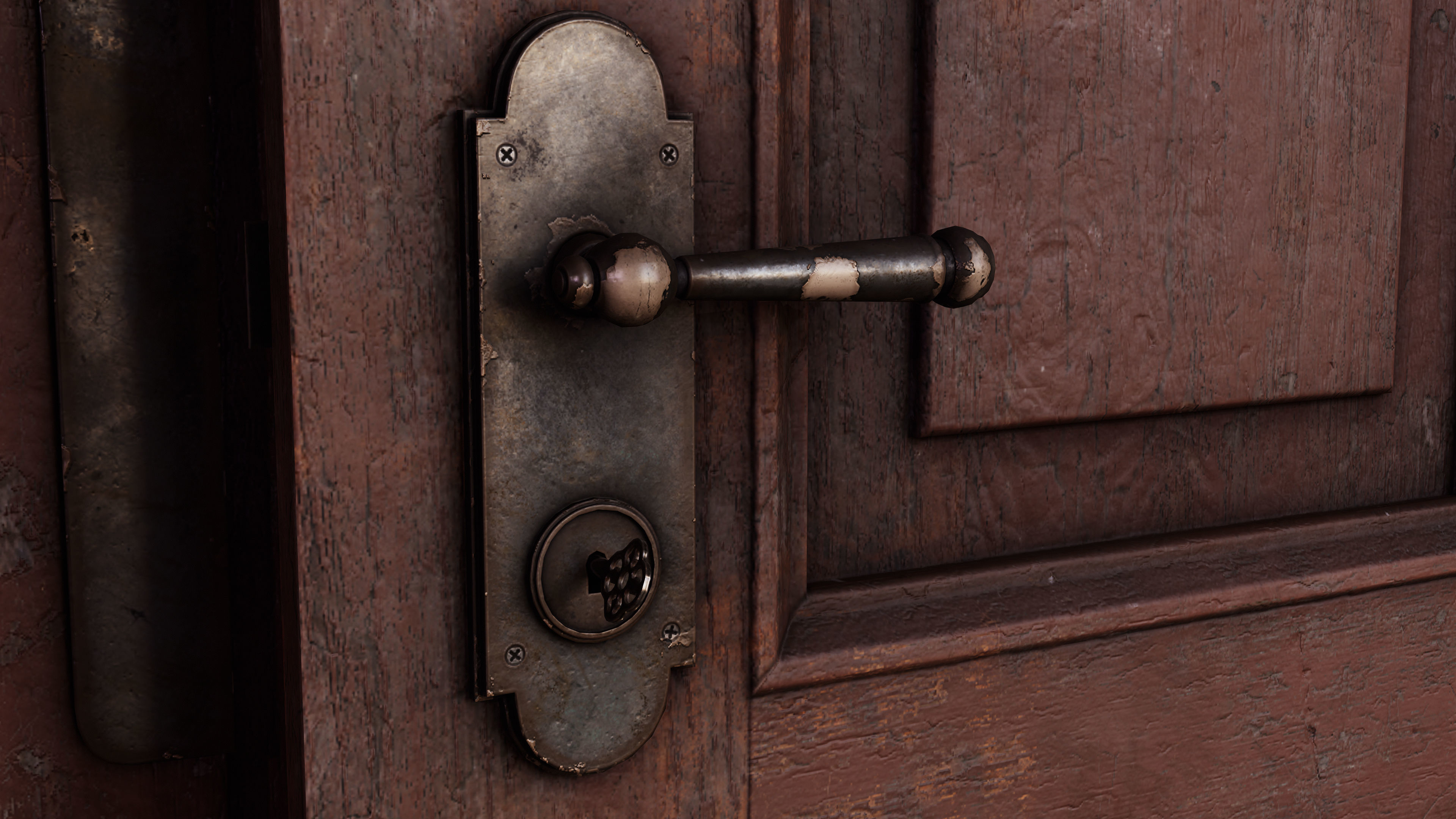 Old Bedroom Door Low-poly 3D model_6