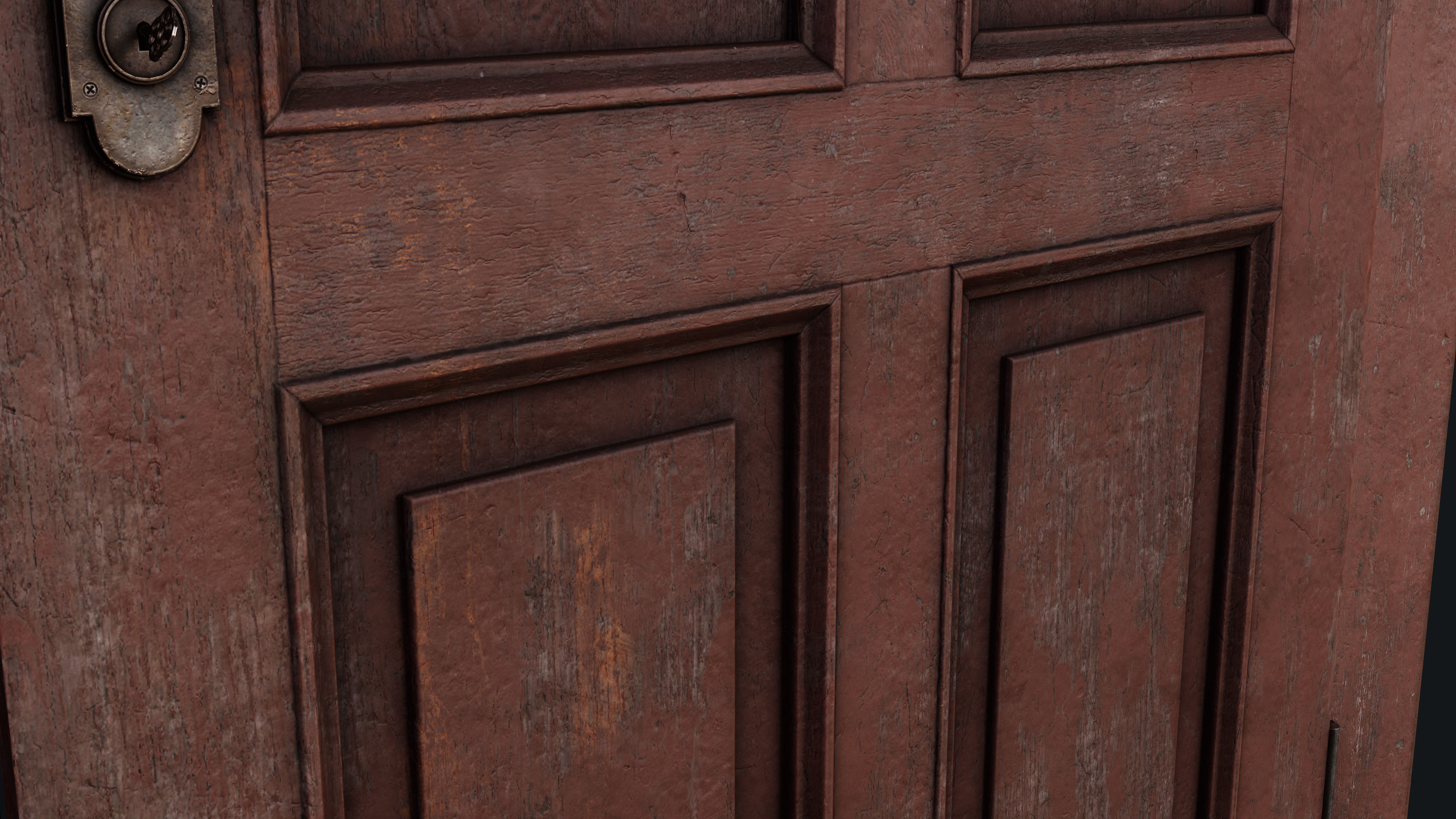 Old Bedroom Door Low-poly 3D model_8
