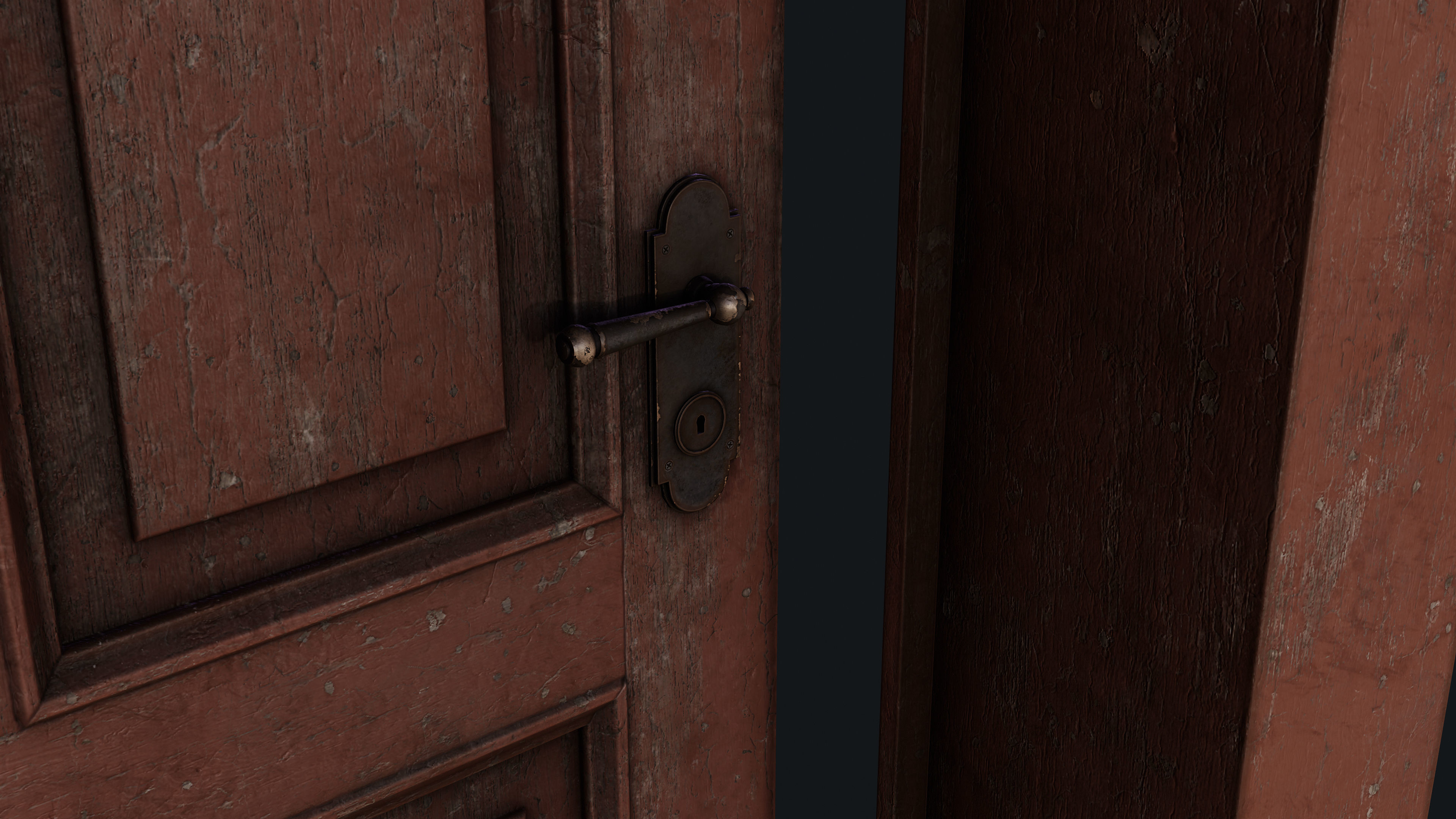 Old Bedroom Door Low-poly 3D model_12