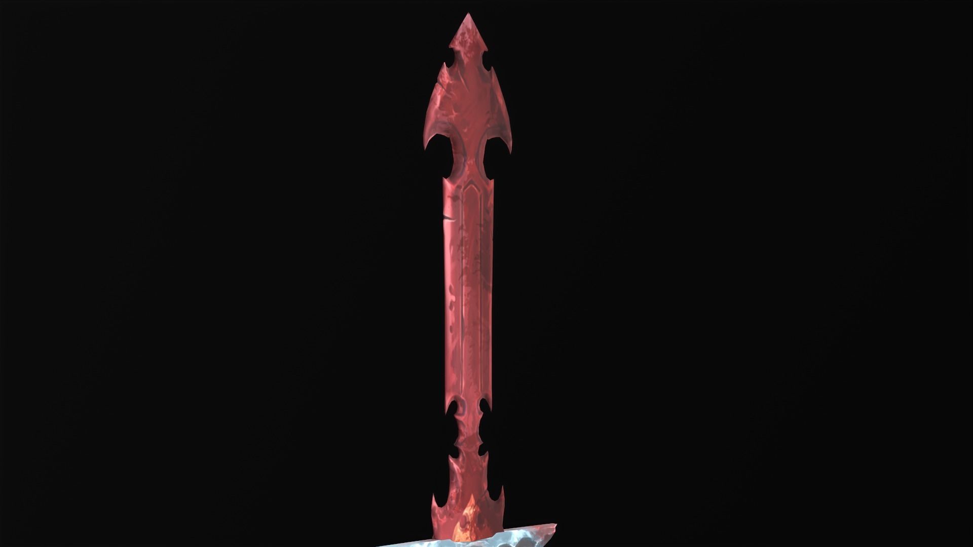Bloody sword Hand painted Low-poly 3D model_4