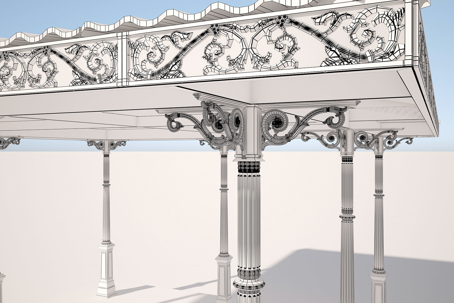 Classic Pergola 3D model_7