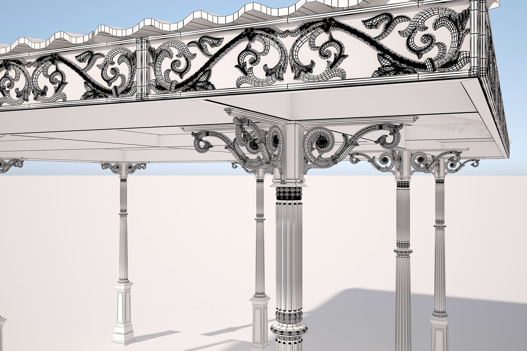 Classic Pergola 3D model_6