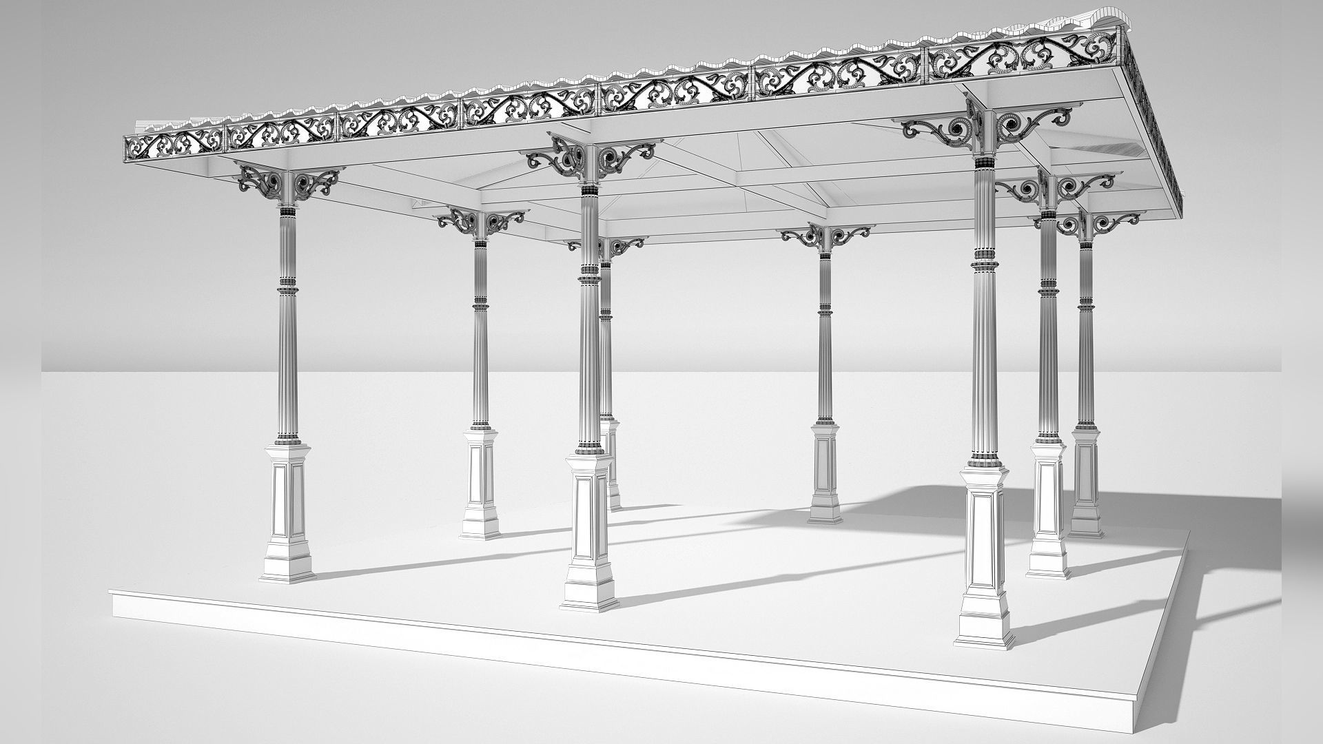 Classic Pergola 3D model_4