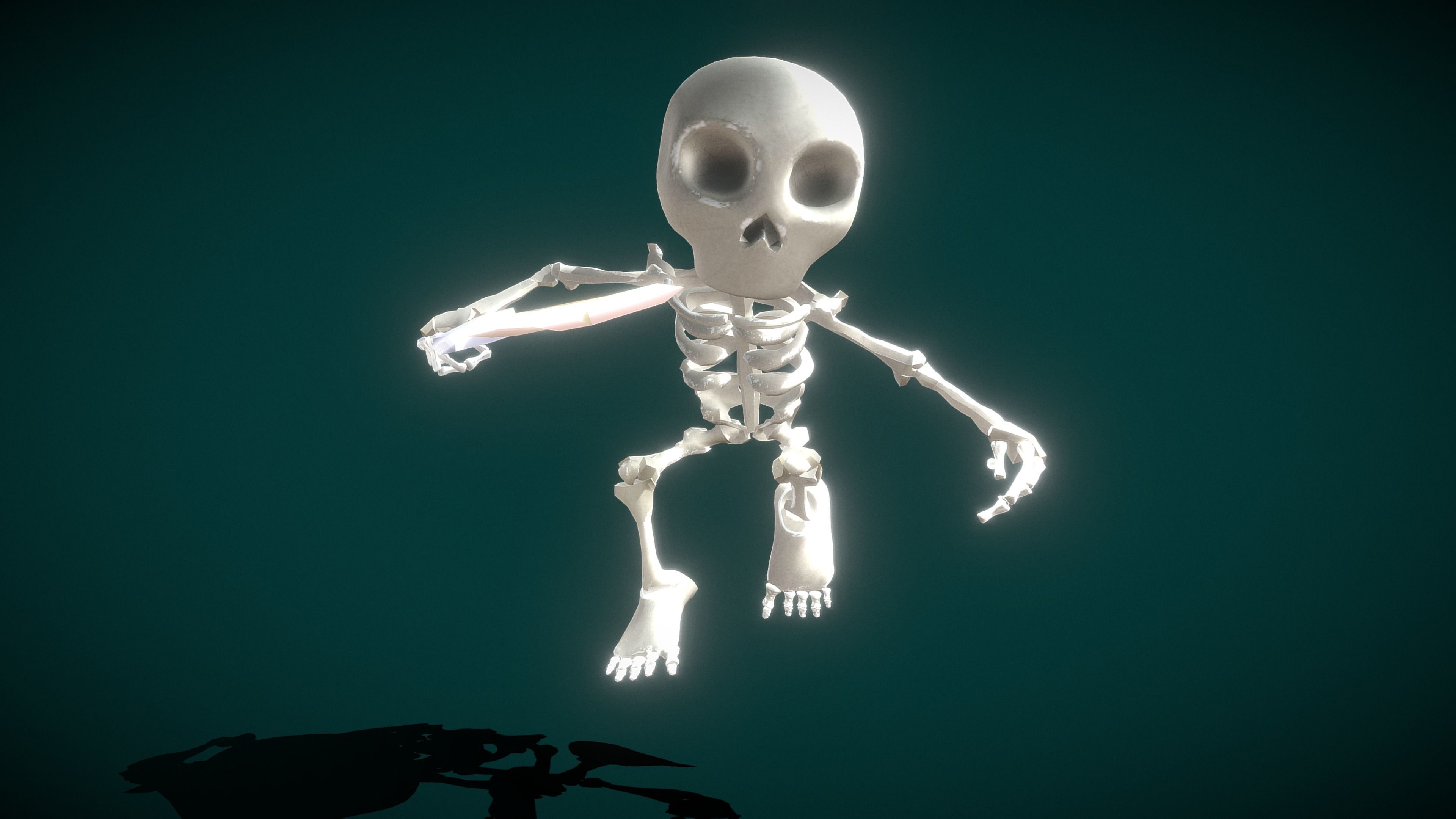 Skeleton Soldier Low-poly 3D model_7