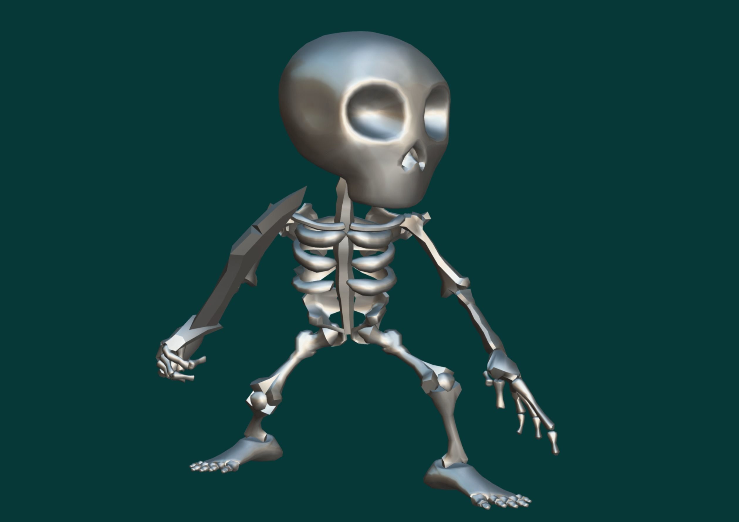 Skeleton Soldier Low-poly 3D model_11