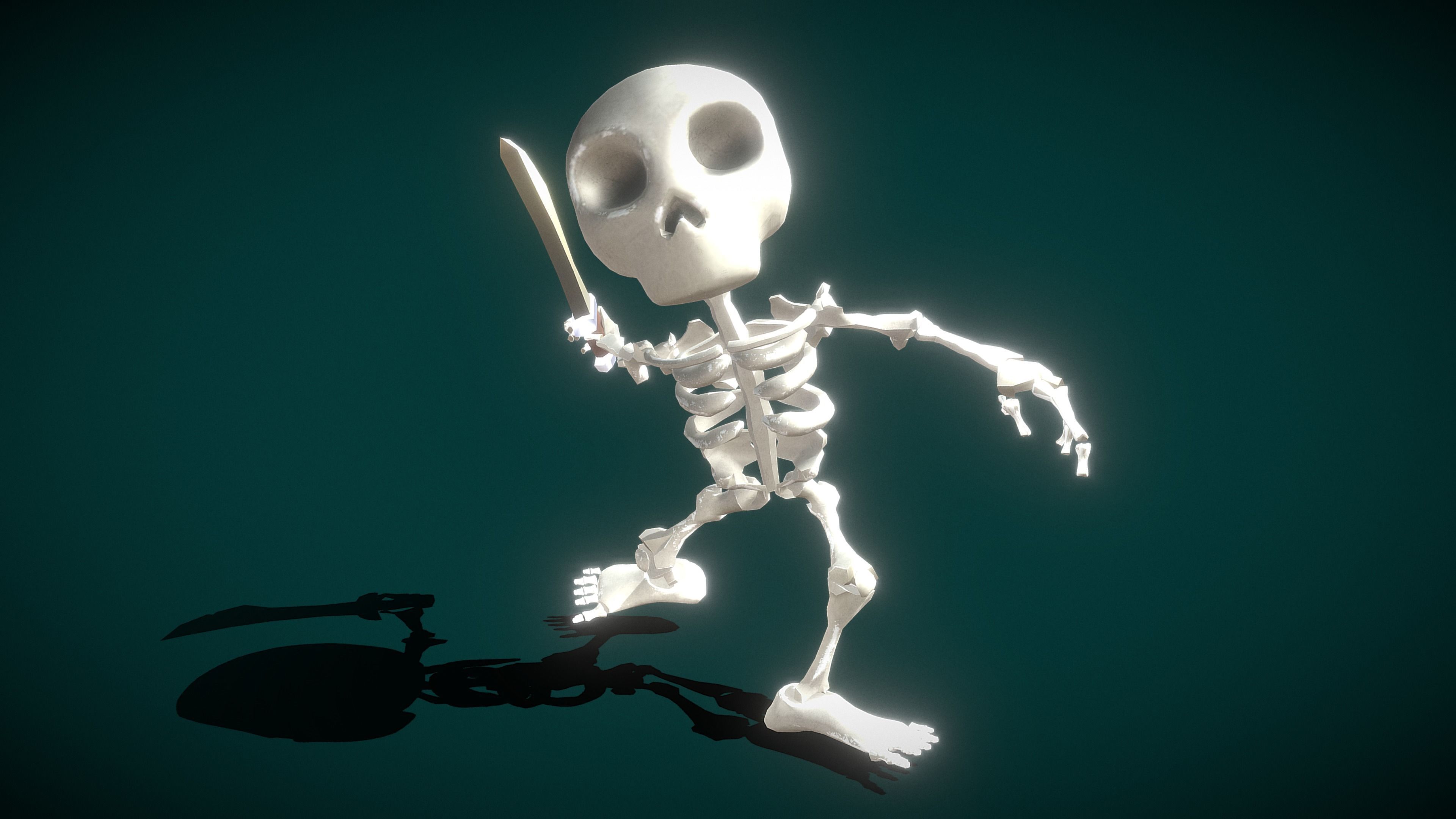 Skeleton Soldier Low-poly 3D model_4