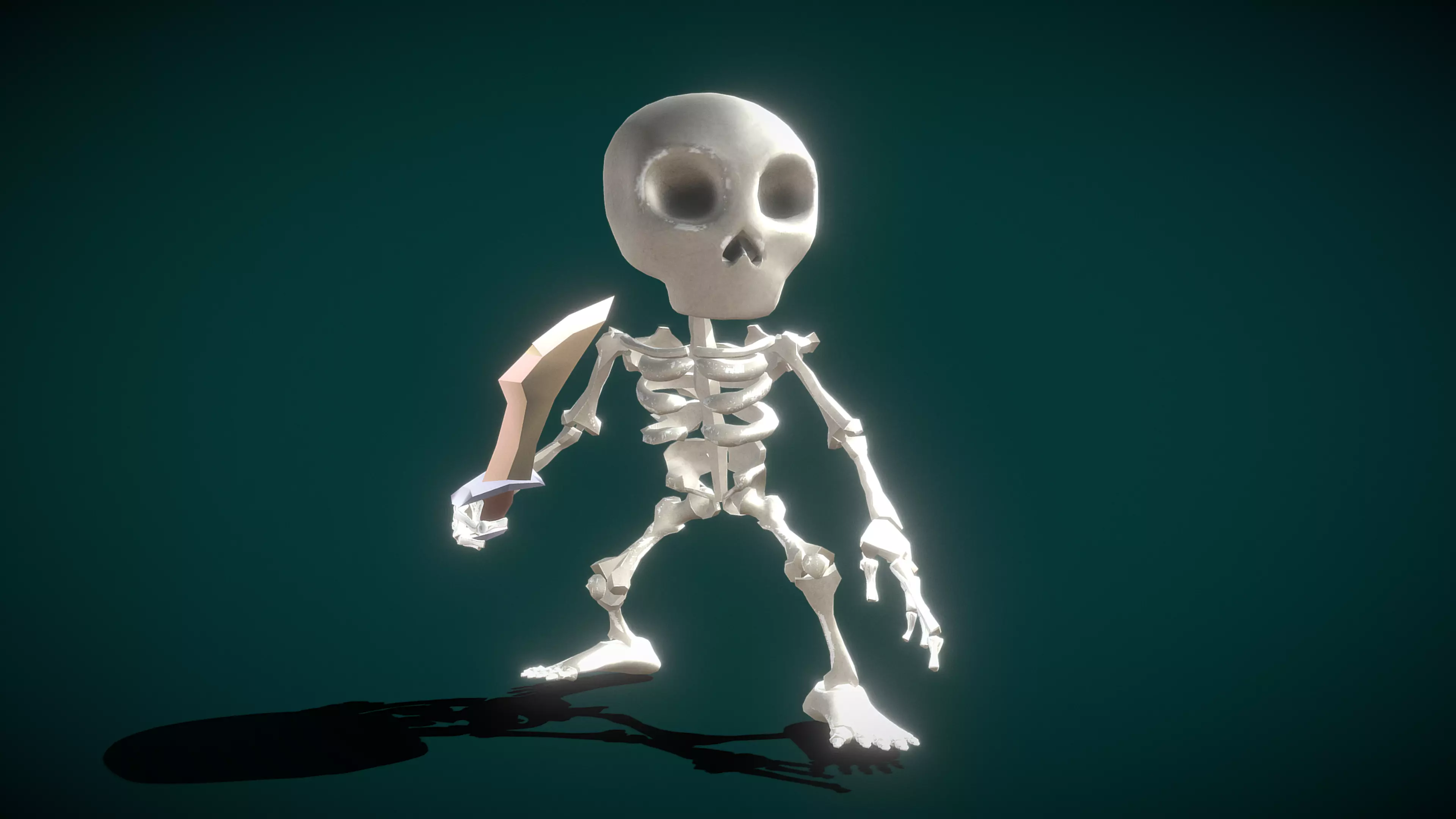 Skeleton Soldier Low-poly 3D model_0