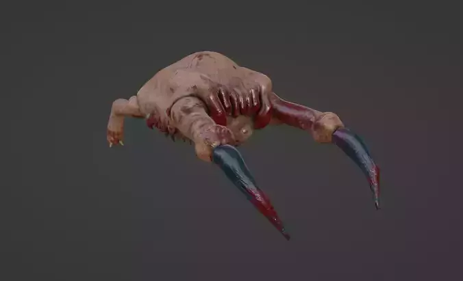Monster like crabhead gameready Low-poly 3D model