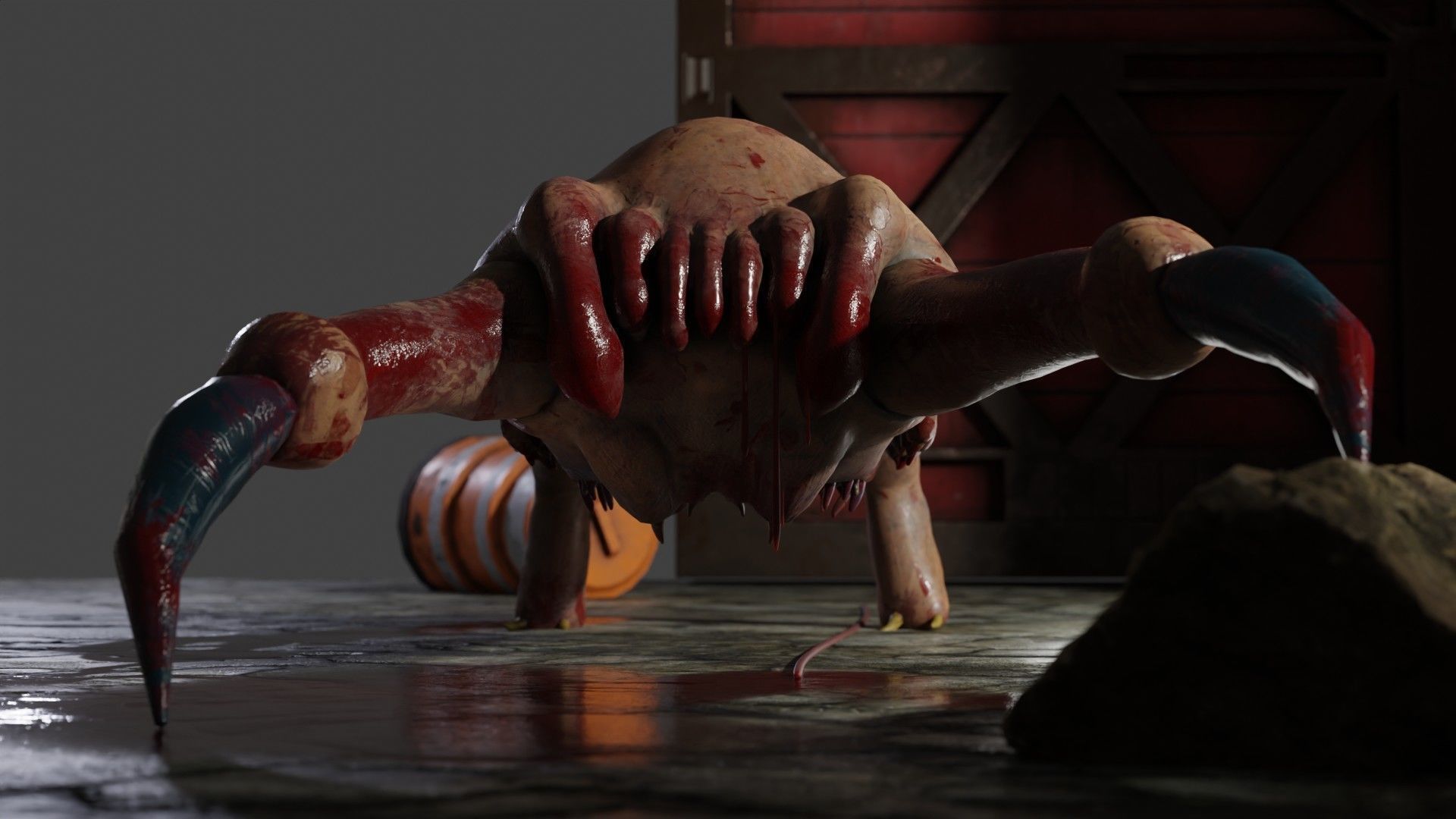 Monster like crabhead gameready Low-poly 3D model Low-poly 3D model_6