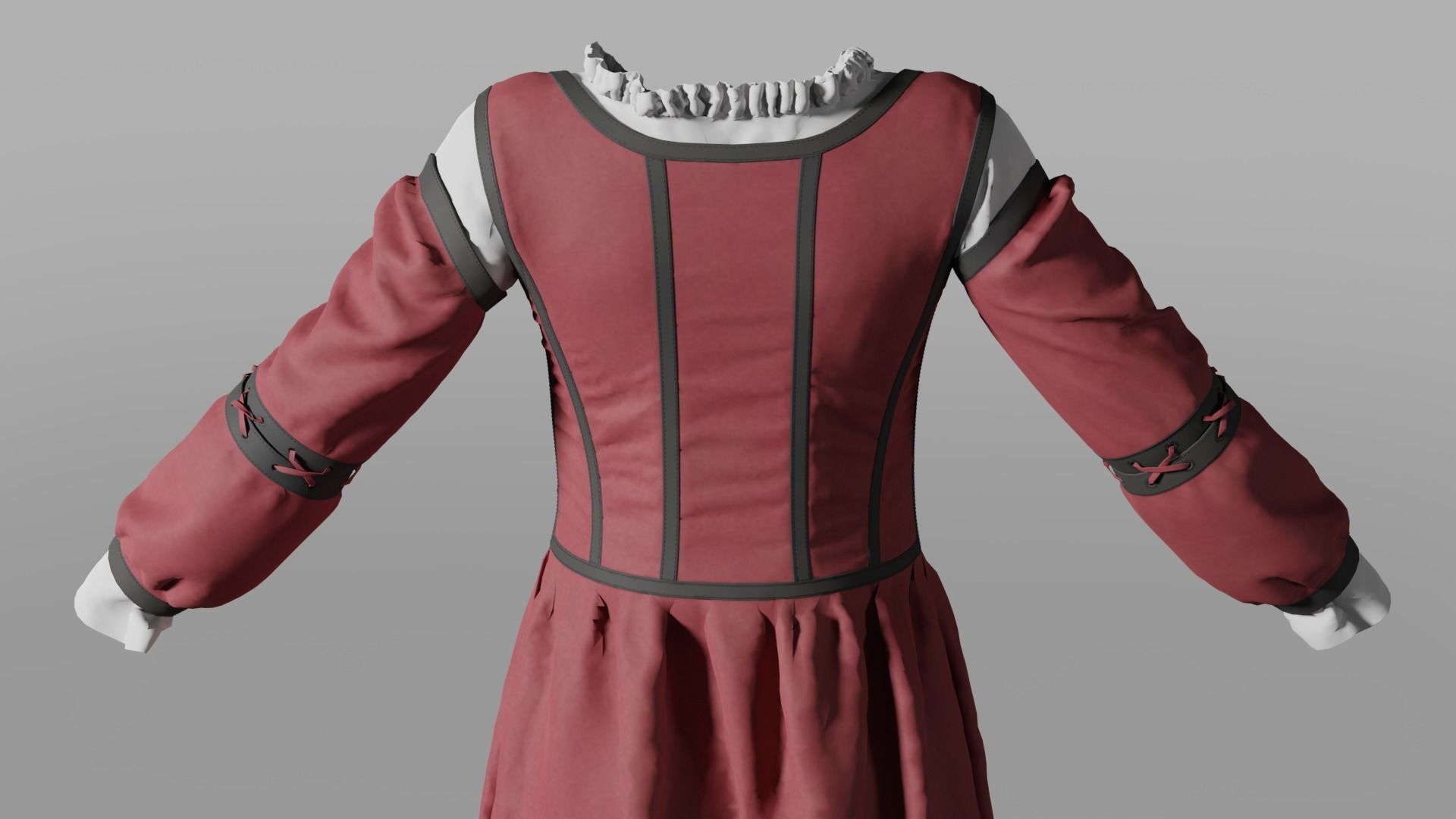 Medieval dress 3D model_6