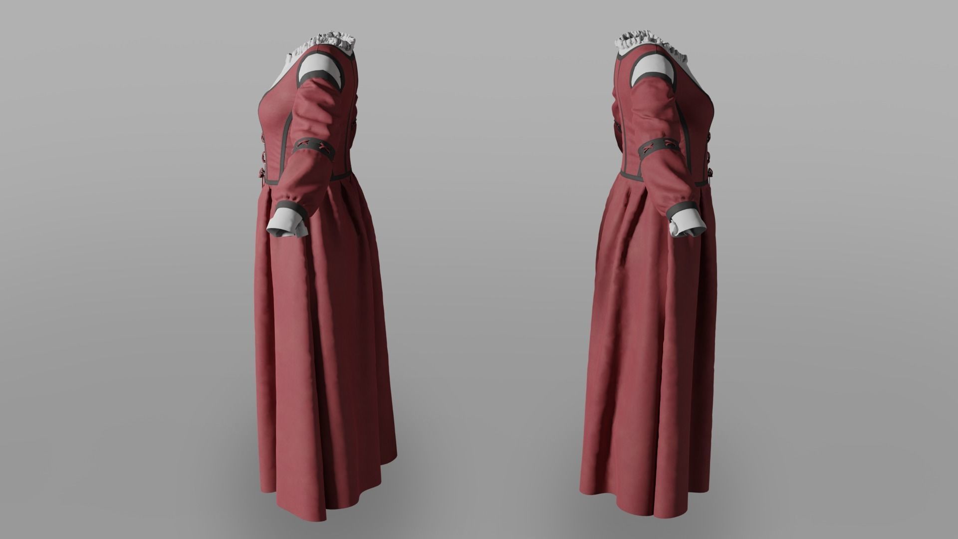 Medieval dress 3D model_3