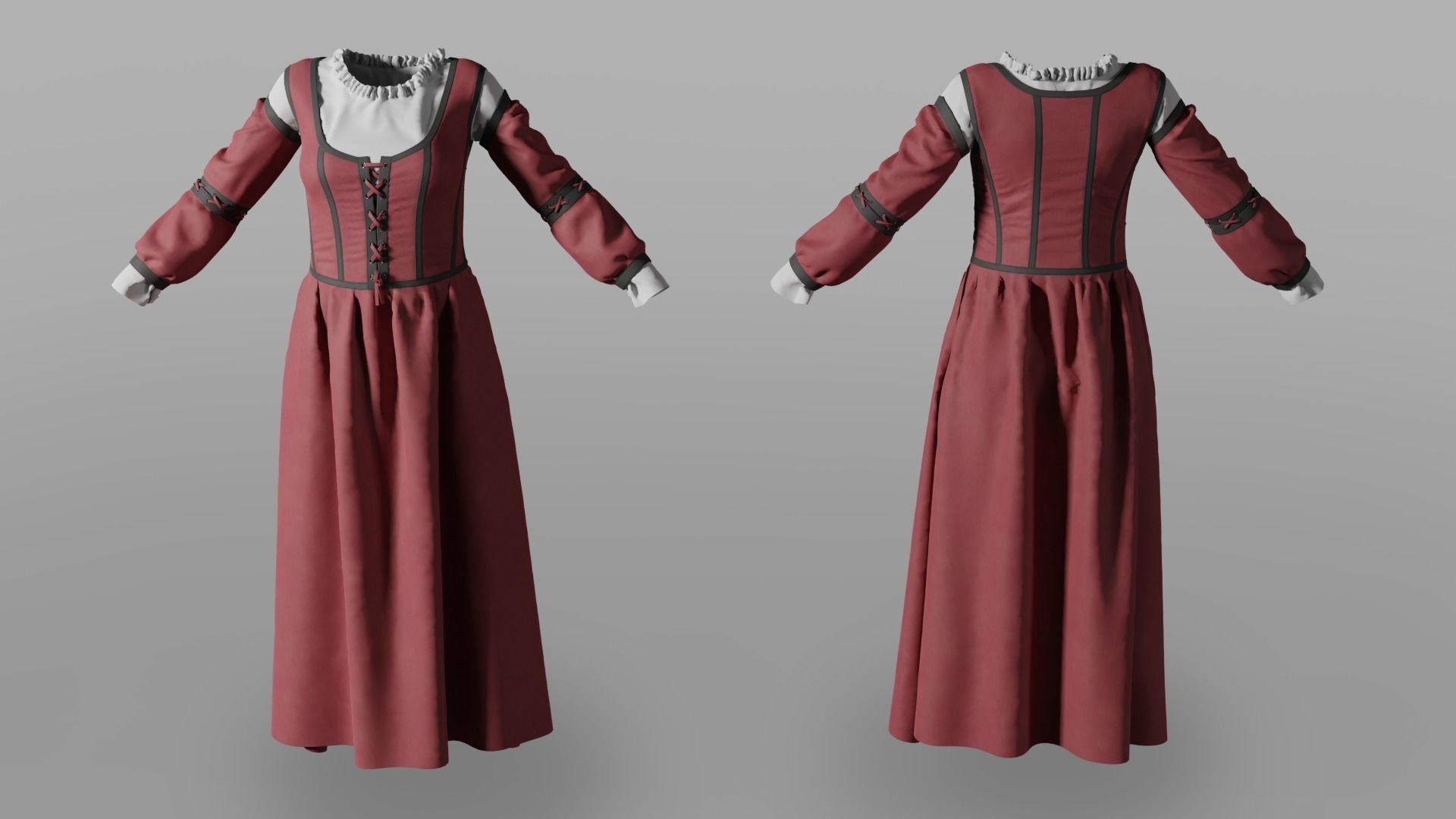 Medieval dress 3D model_1