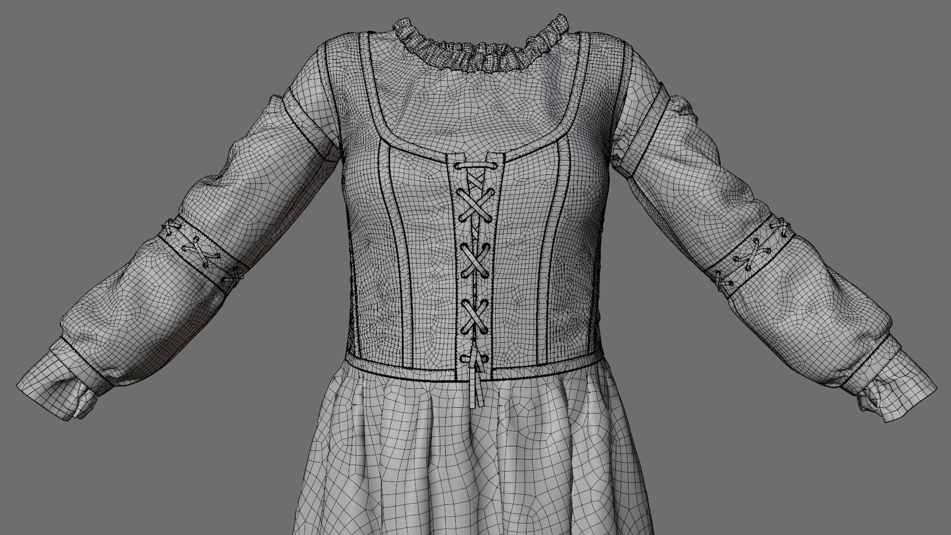 Medieval dress 3D model_12