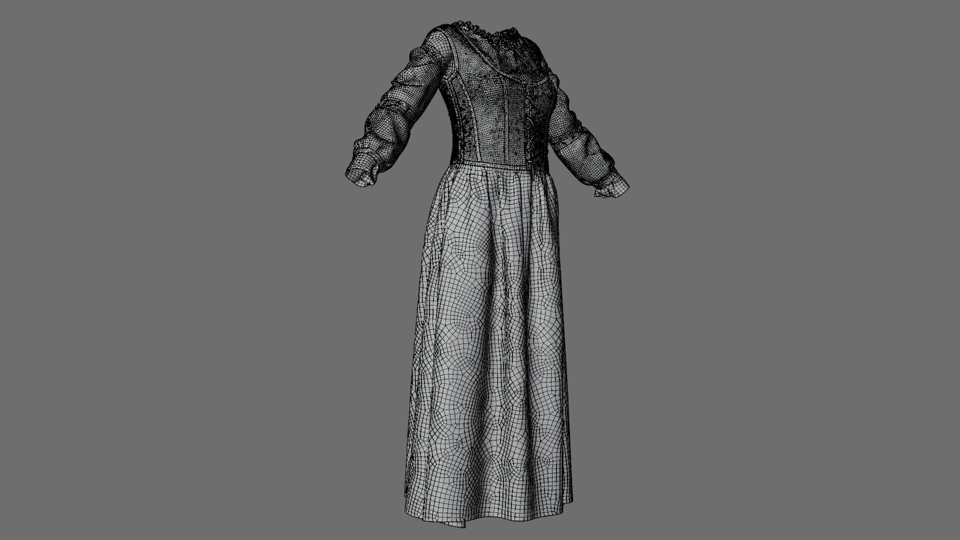 Medieval dress 3D model_9