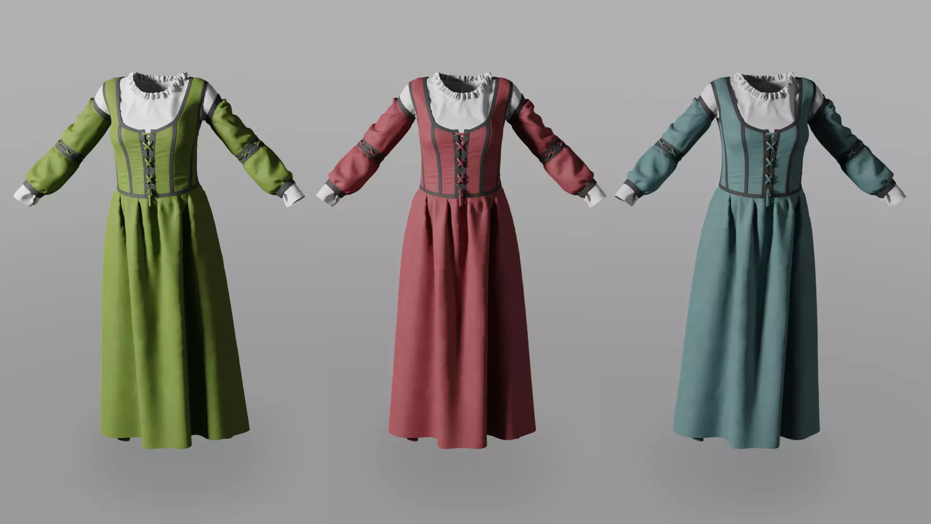 Medieval dress 3D model_0