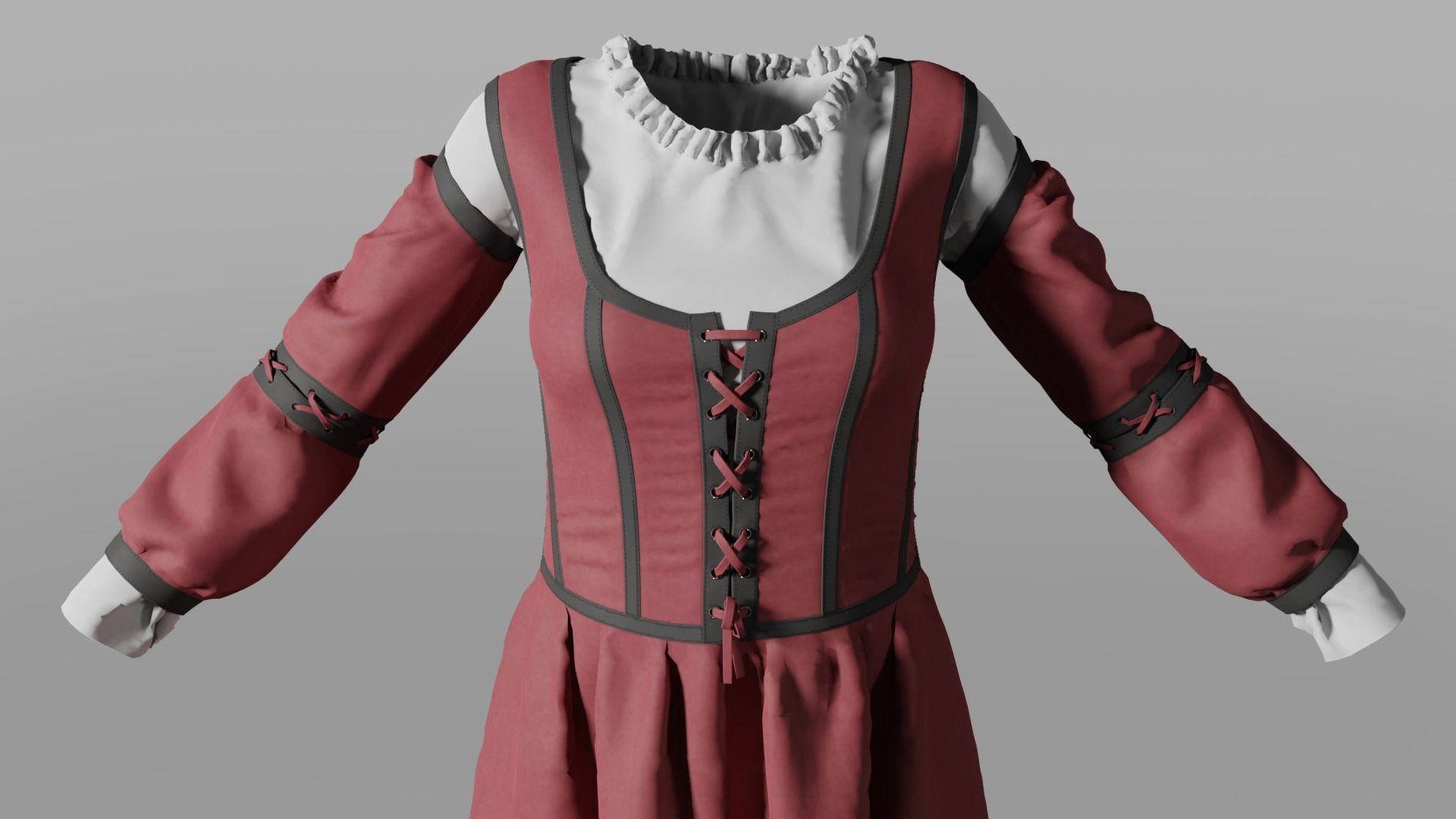 Medieval dress 3D model_4