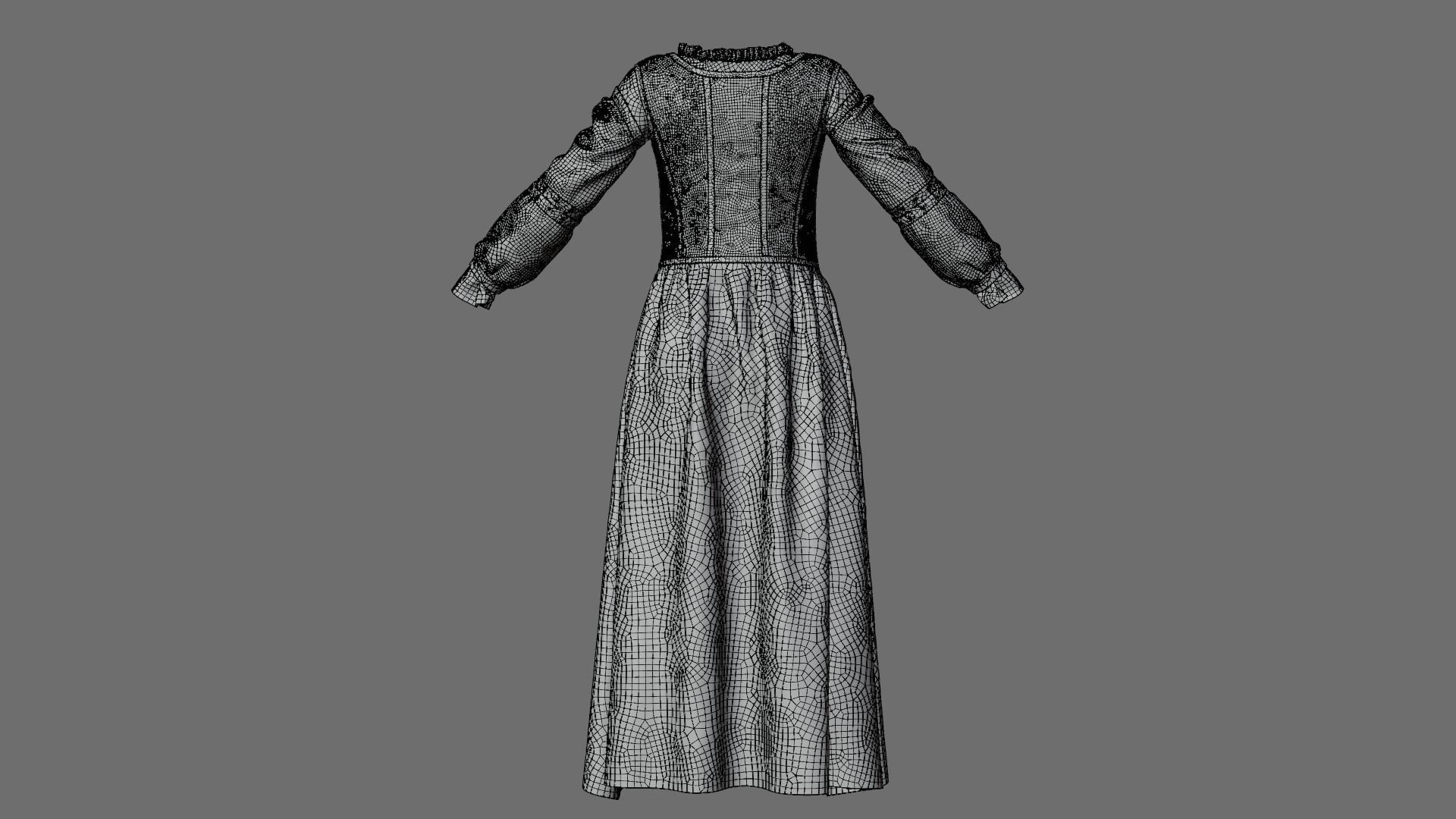 Medieval dress 3D model_11