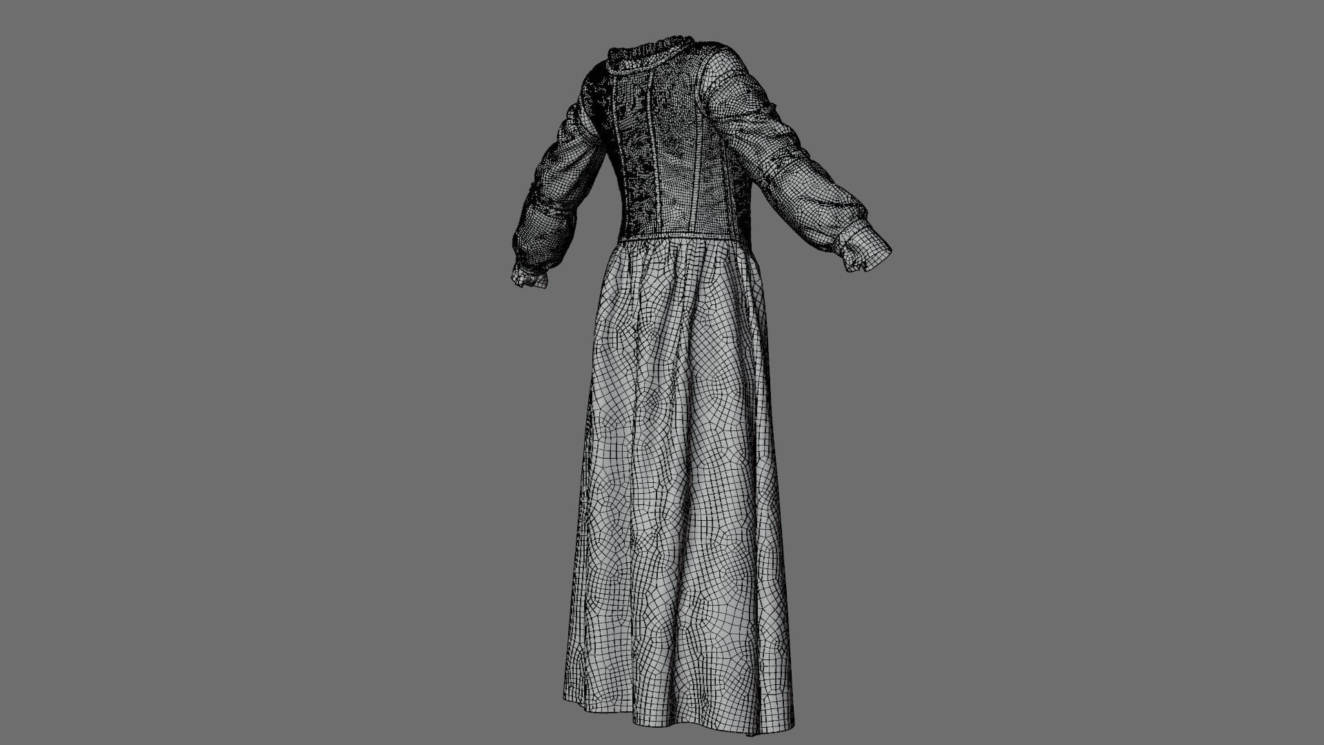 Medieval dress 3D model_10