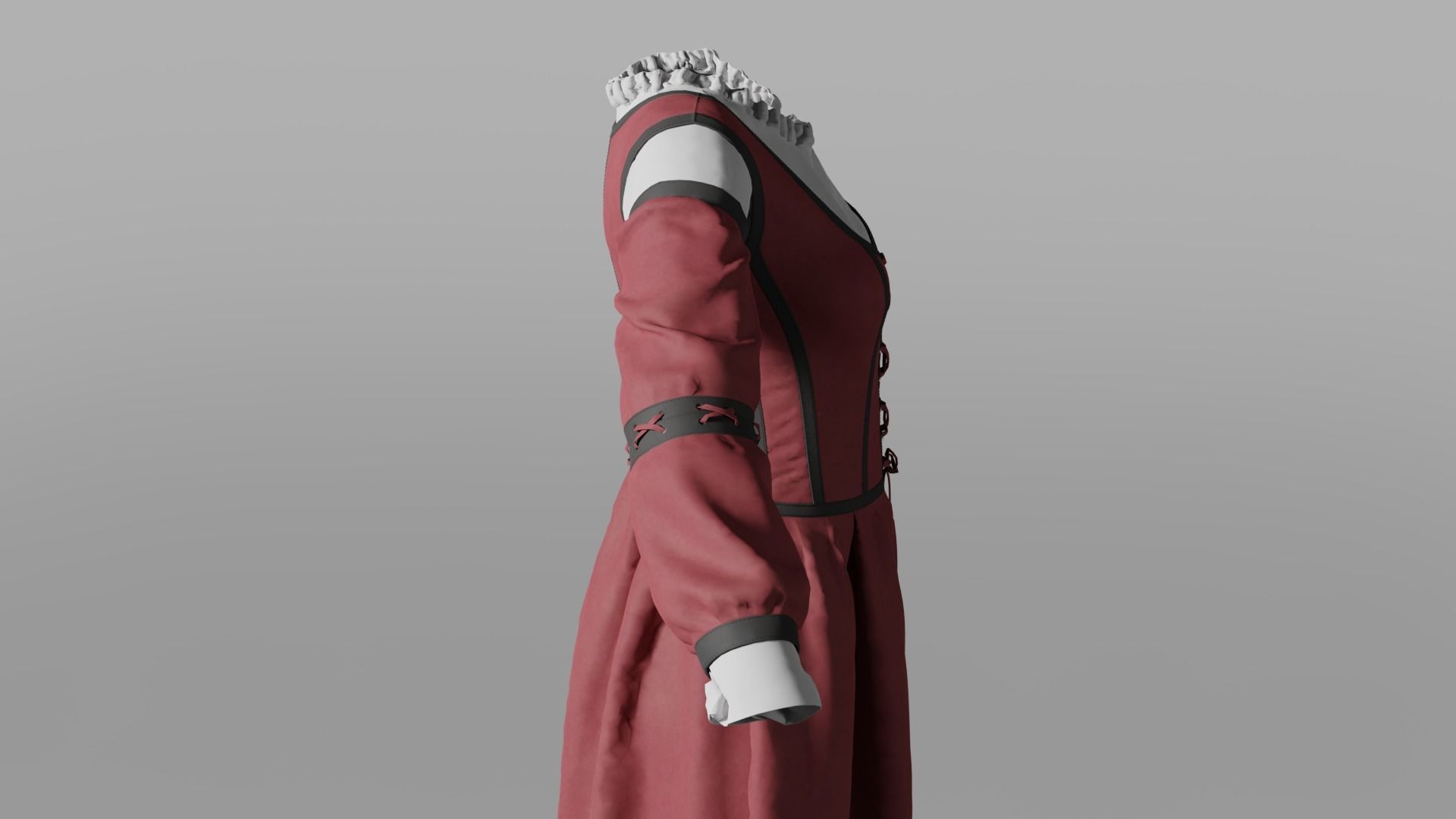 Medieval dress 3D model_5