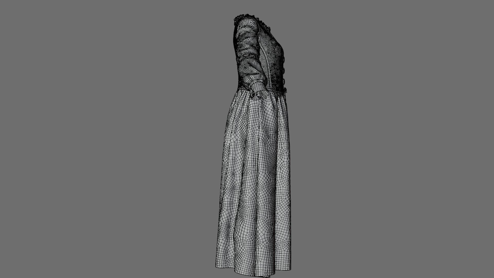 Medieval dress 3D model_8
