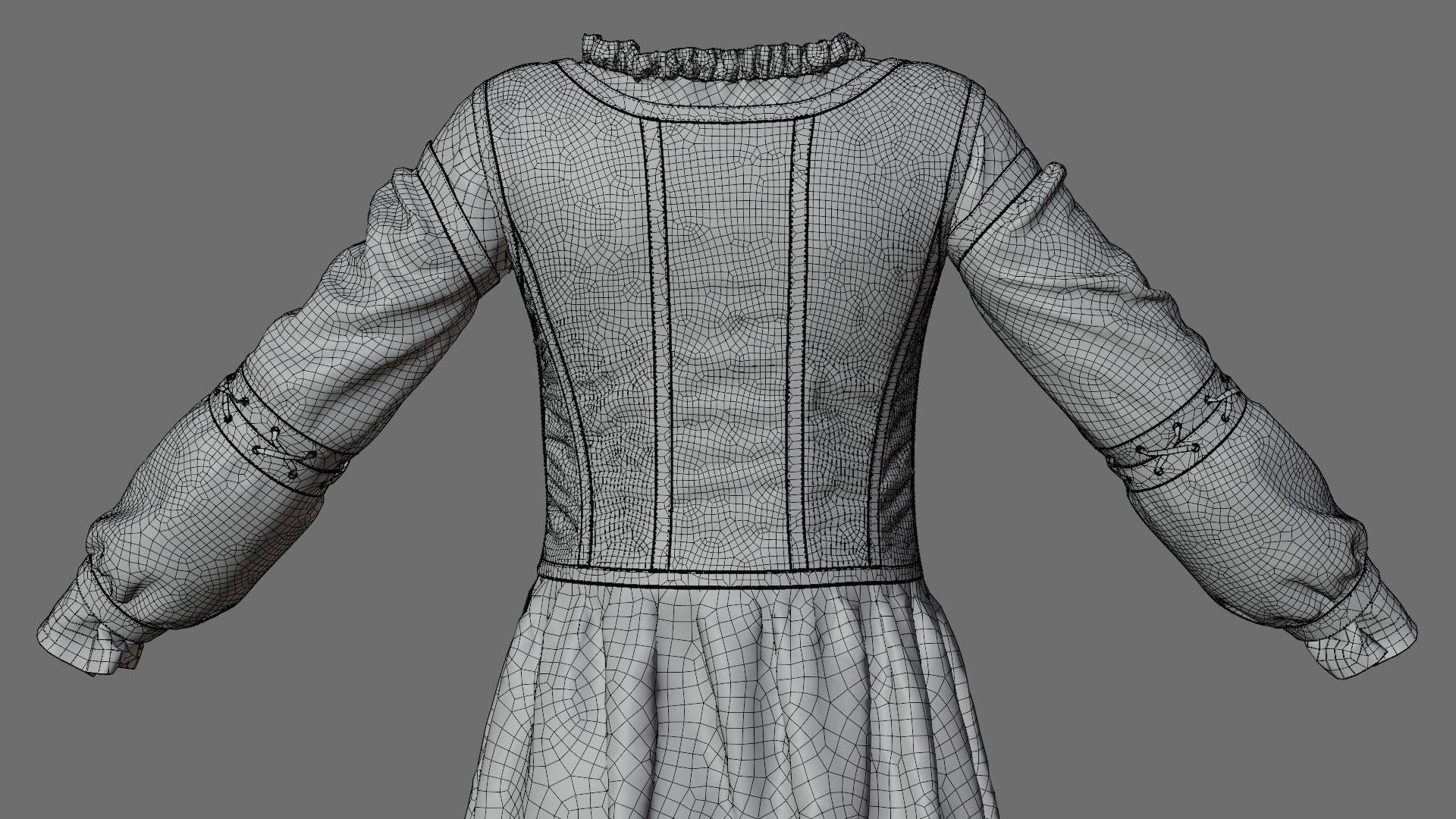 Medieval dress 3D model_14