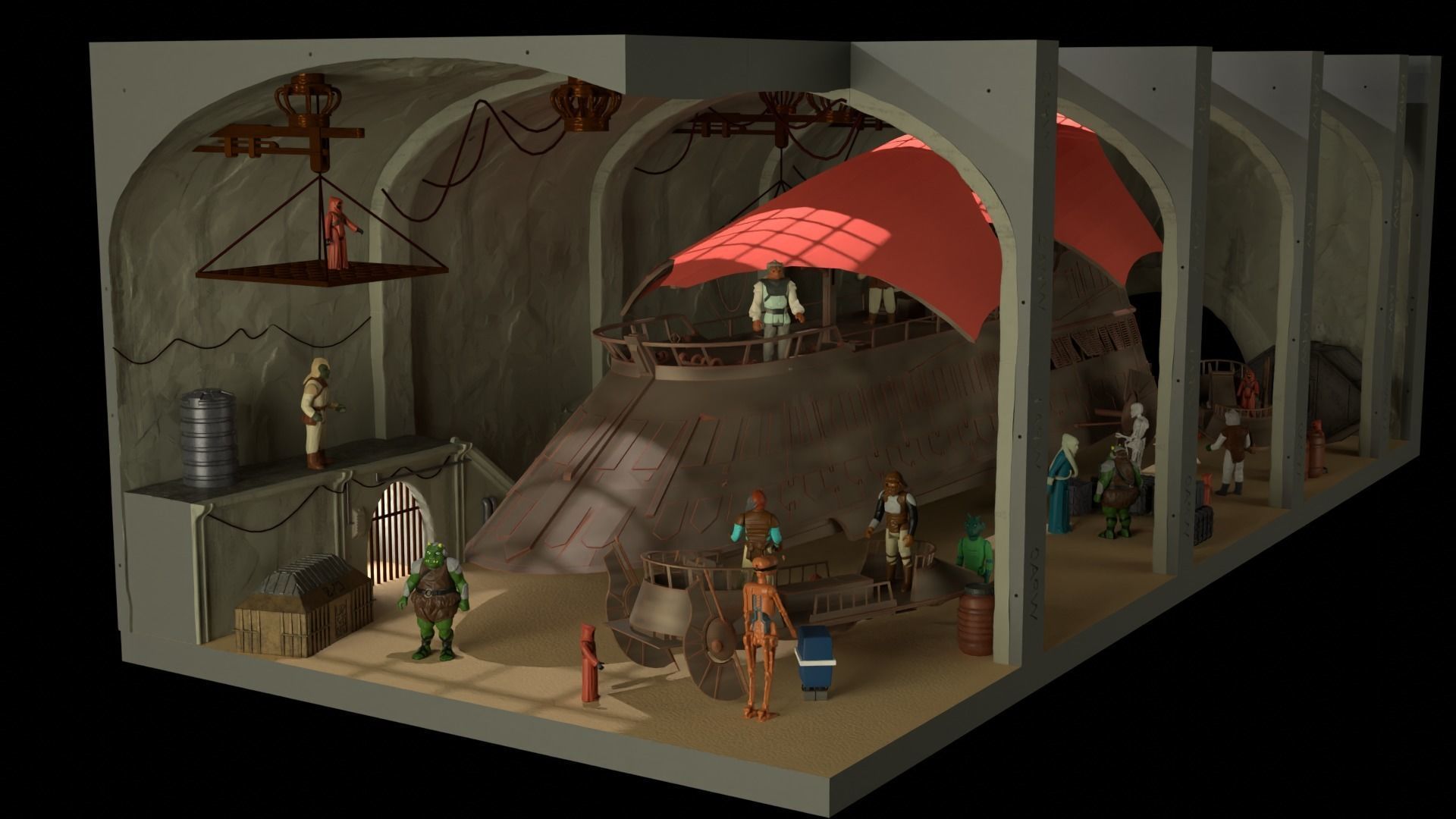 Sailbarge Hangar 1-18 scale Hasbro Kenner 3D print model_58