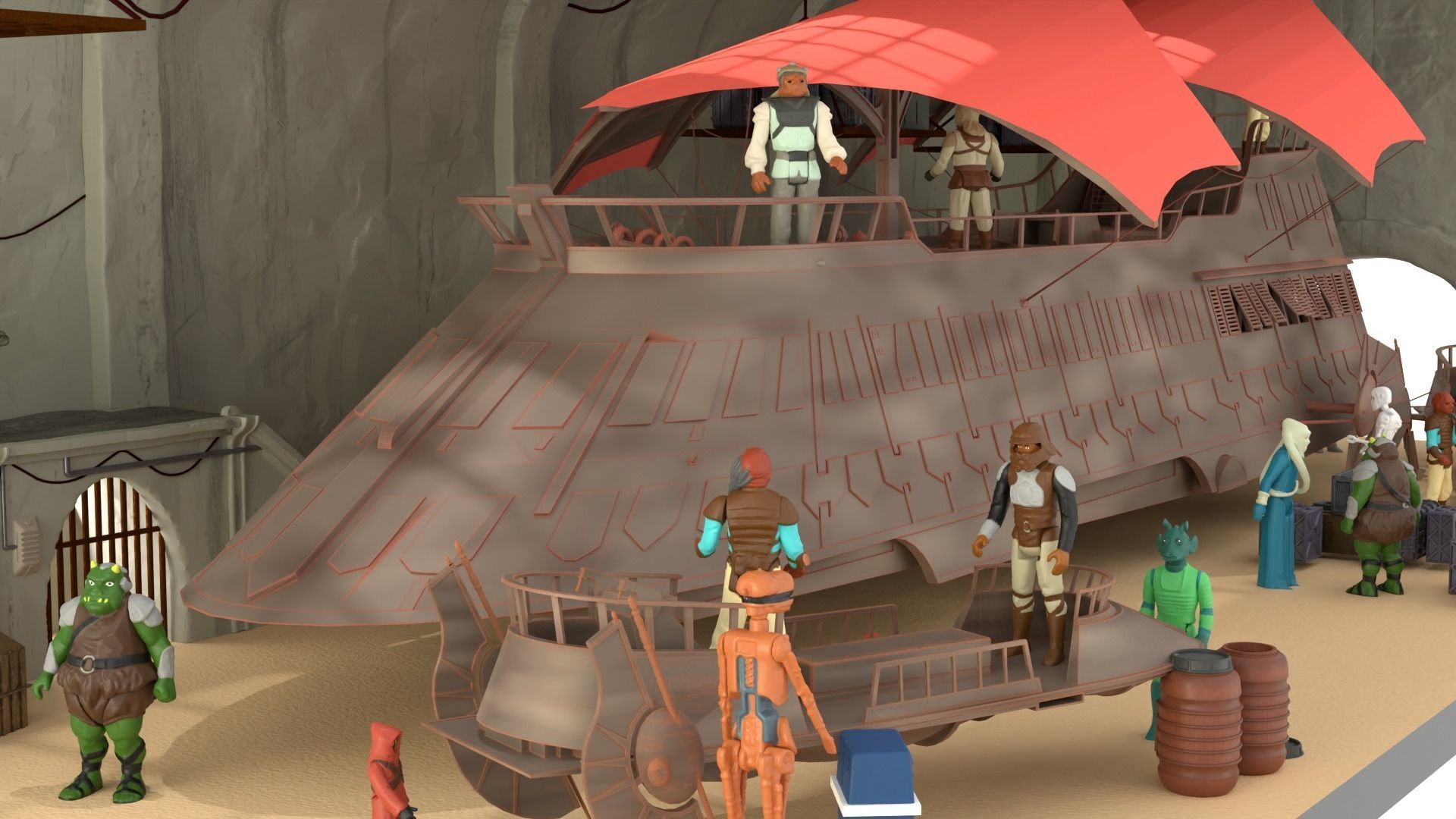 Sailbarge Hangar 1-18 scale Hasbro Kenner 3D print model_20