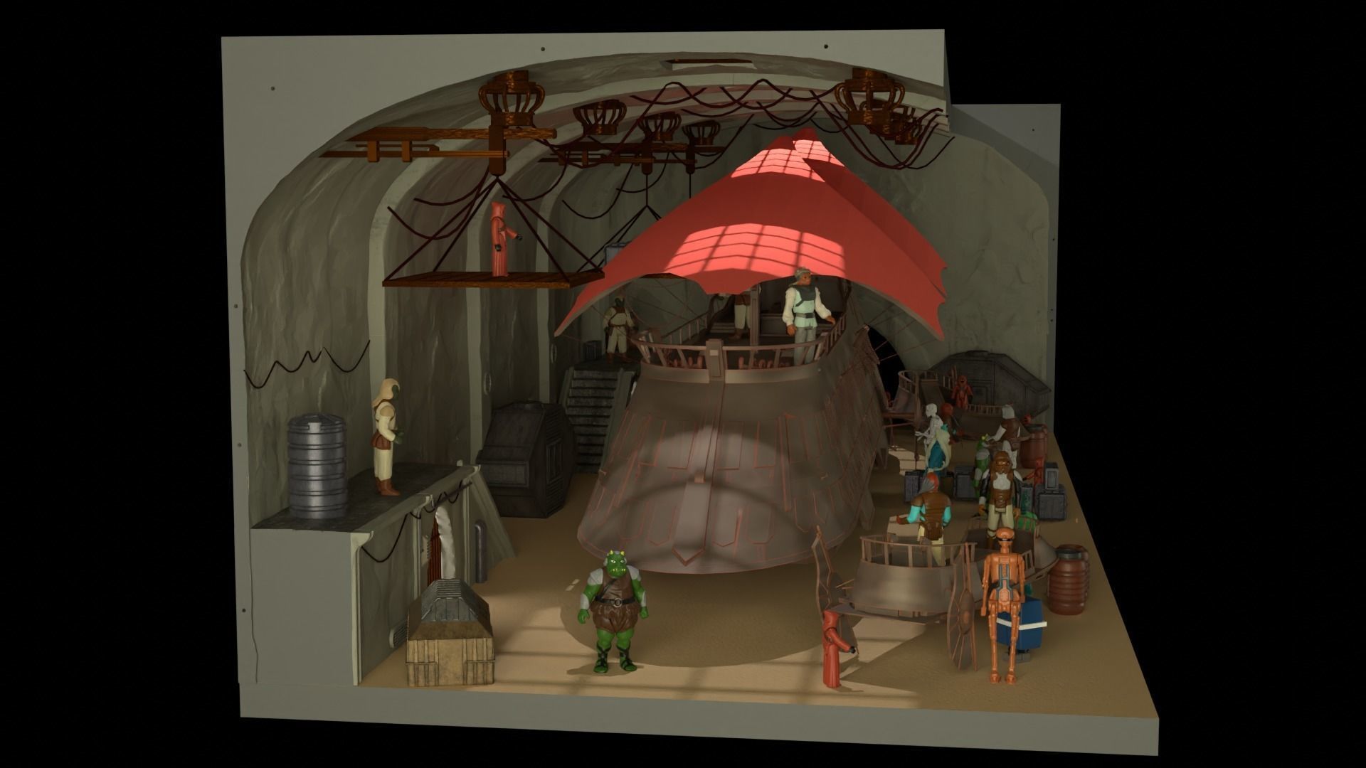 Sailbarge Hangar 1-18 scale Hasbro Kenner 3D print model_28