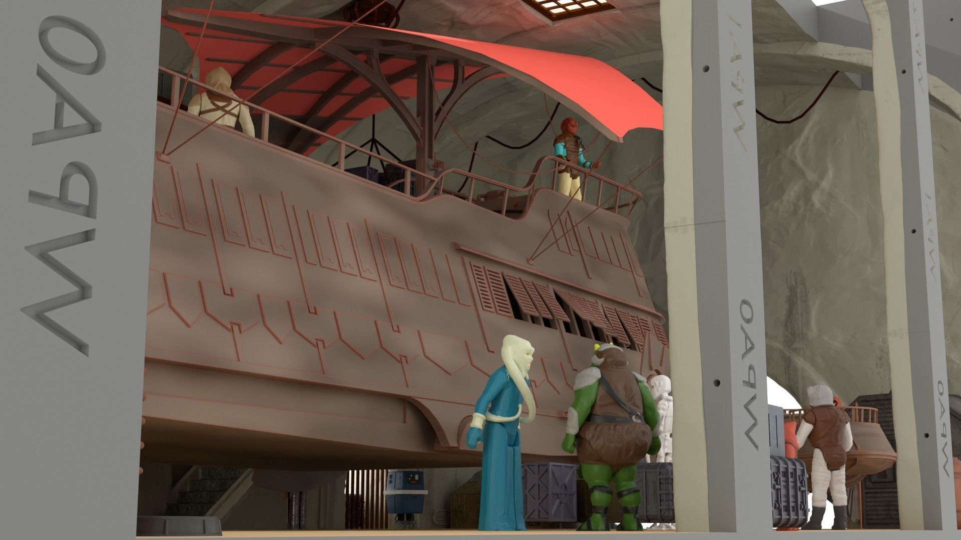 Sailbarge Hangar 1-18 scale Hasbro Kenner 3D print model_48