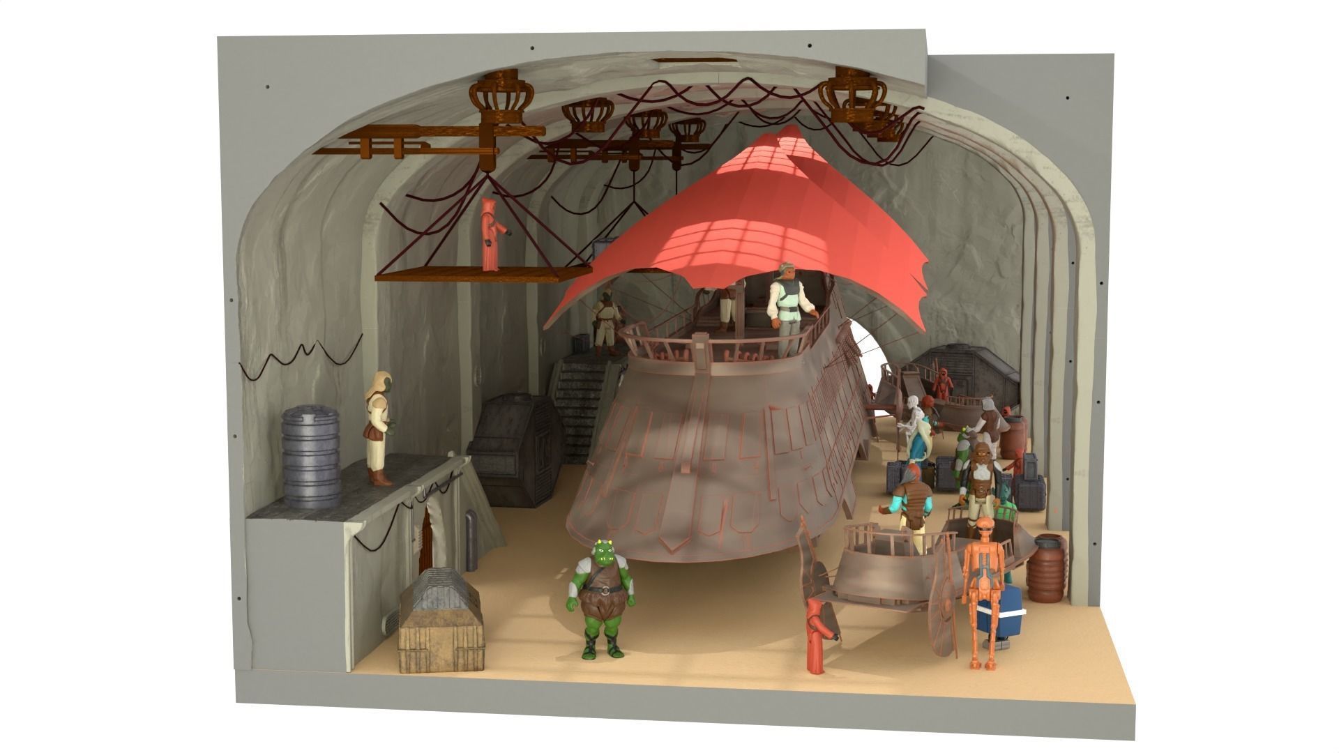 Sailbarge Hangar 1-18 scale Hasbro Kenner 3D print model_40