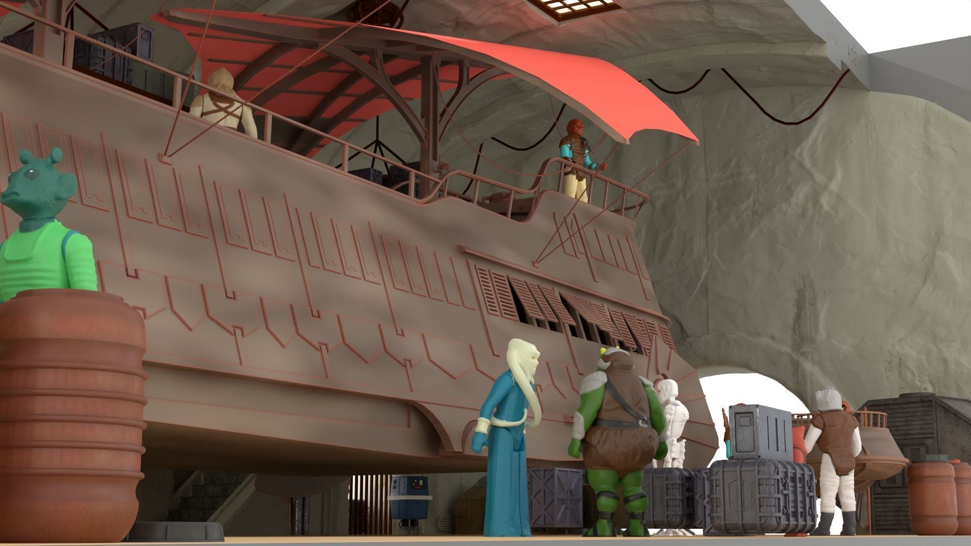 Sailbarge Hangar 1-18 scale Hasbro Kenner 3D print model_24