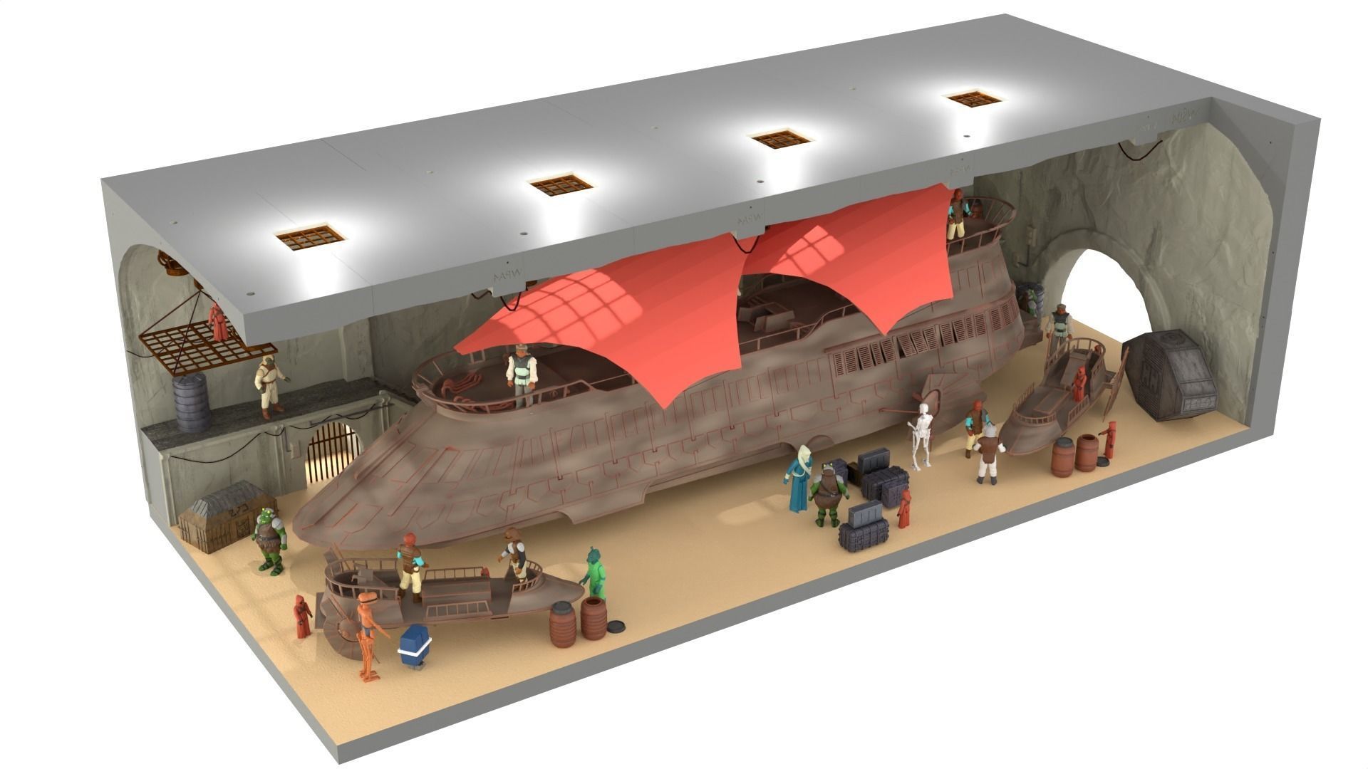 Sailbarge Hangar 1-18 scale Hasbro Kenner 3D print model_14