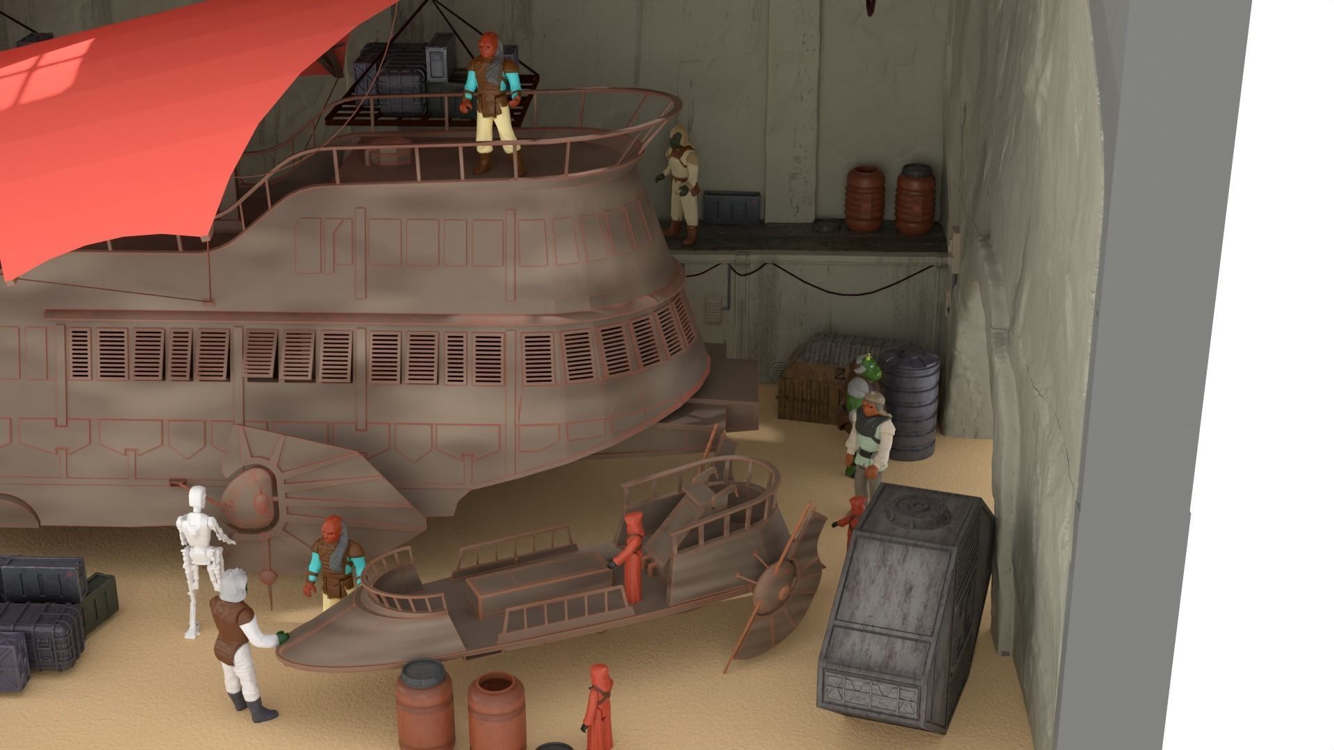 Sailbarge Hangar 1-18 scale Hasbro Kenner 3D print model_17