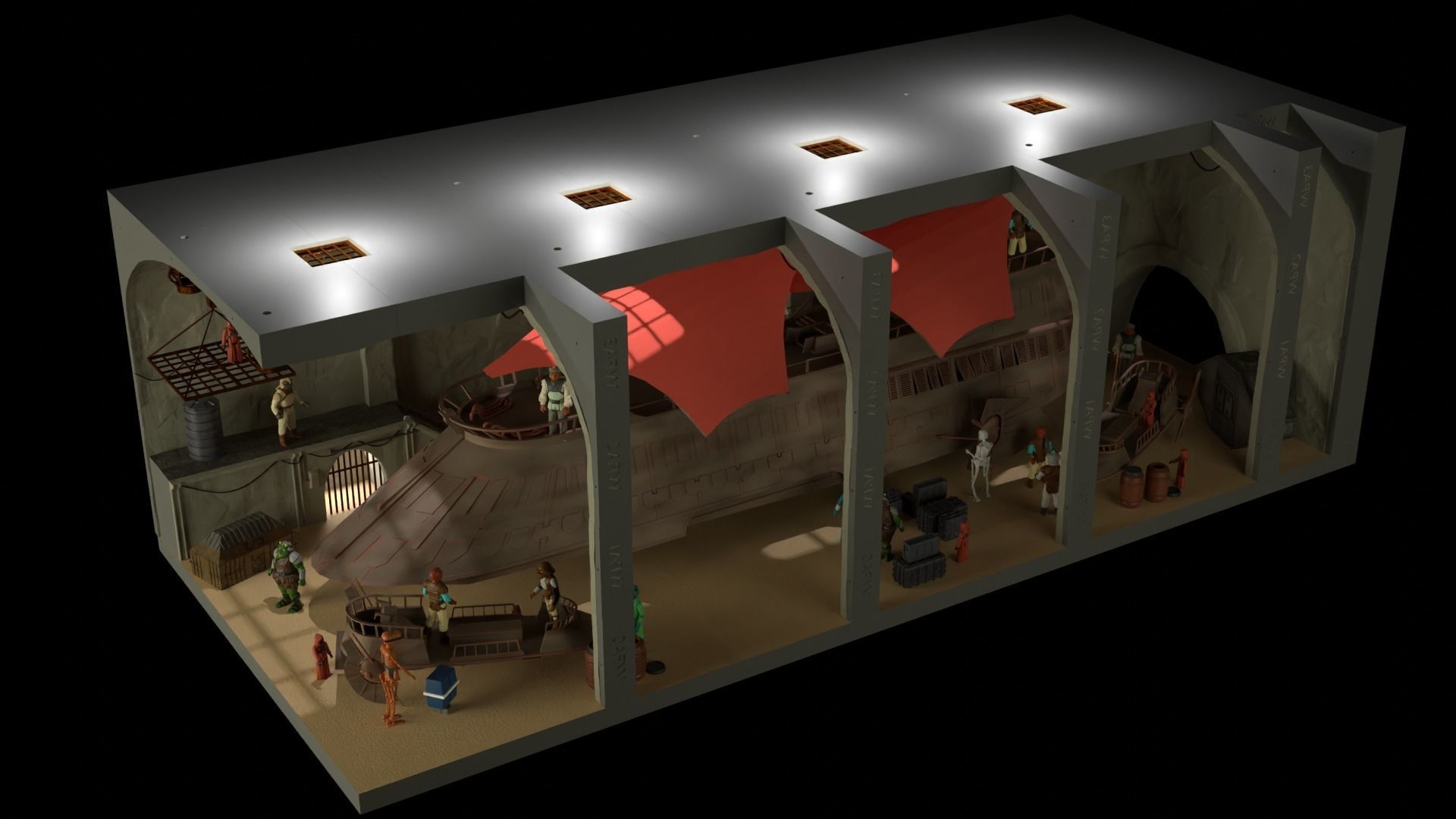 Sailbarge Hangar 1-18 scale Hasbro Kenner 3D print model_49