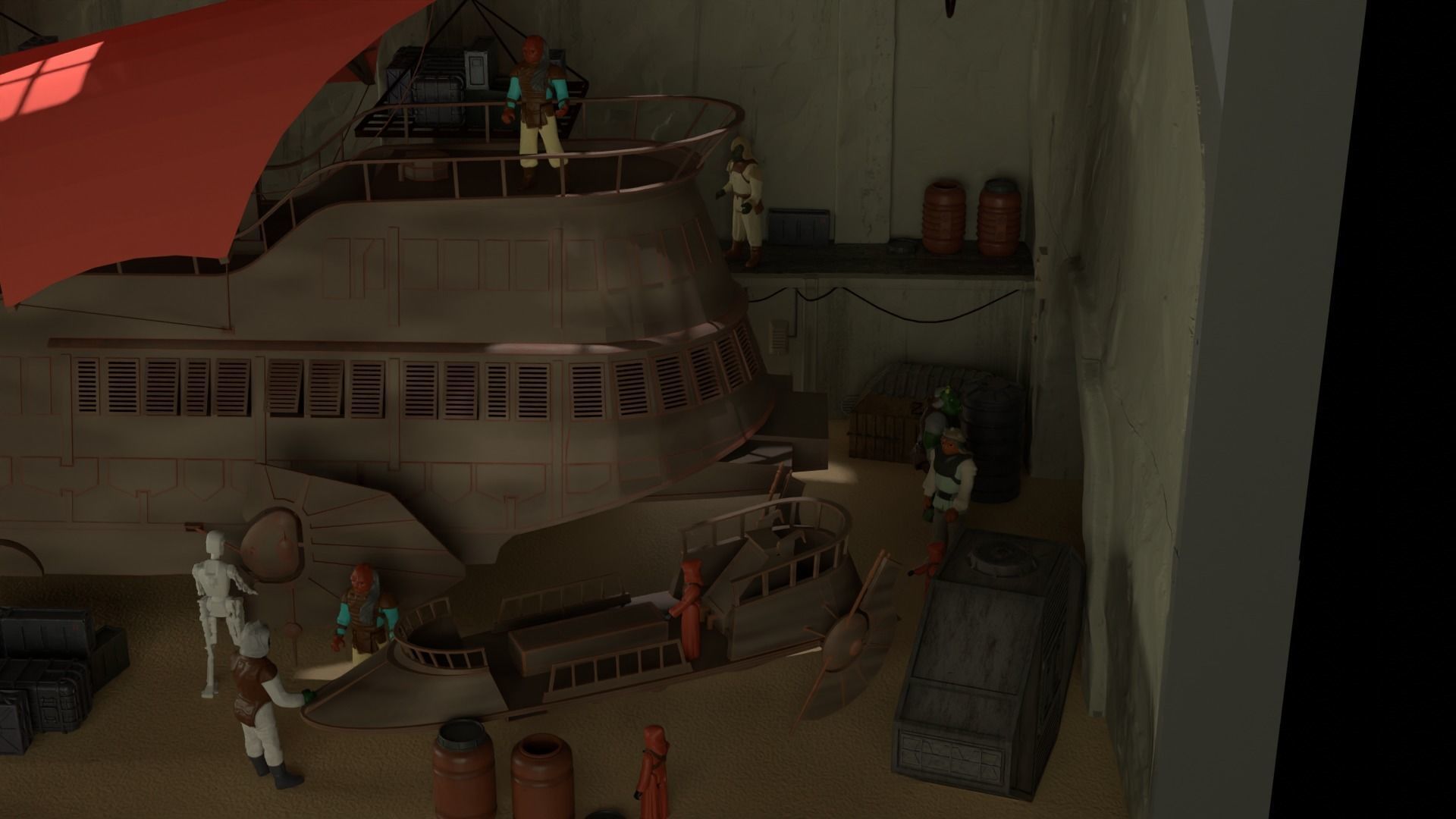 Sailbarge Hangar 1-18 scale Hasbro Kenner 3D print model_29