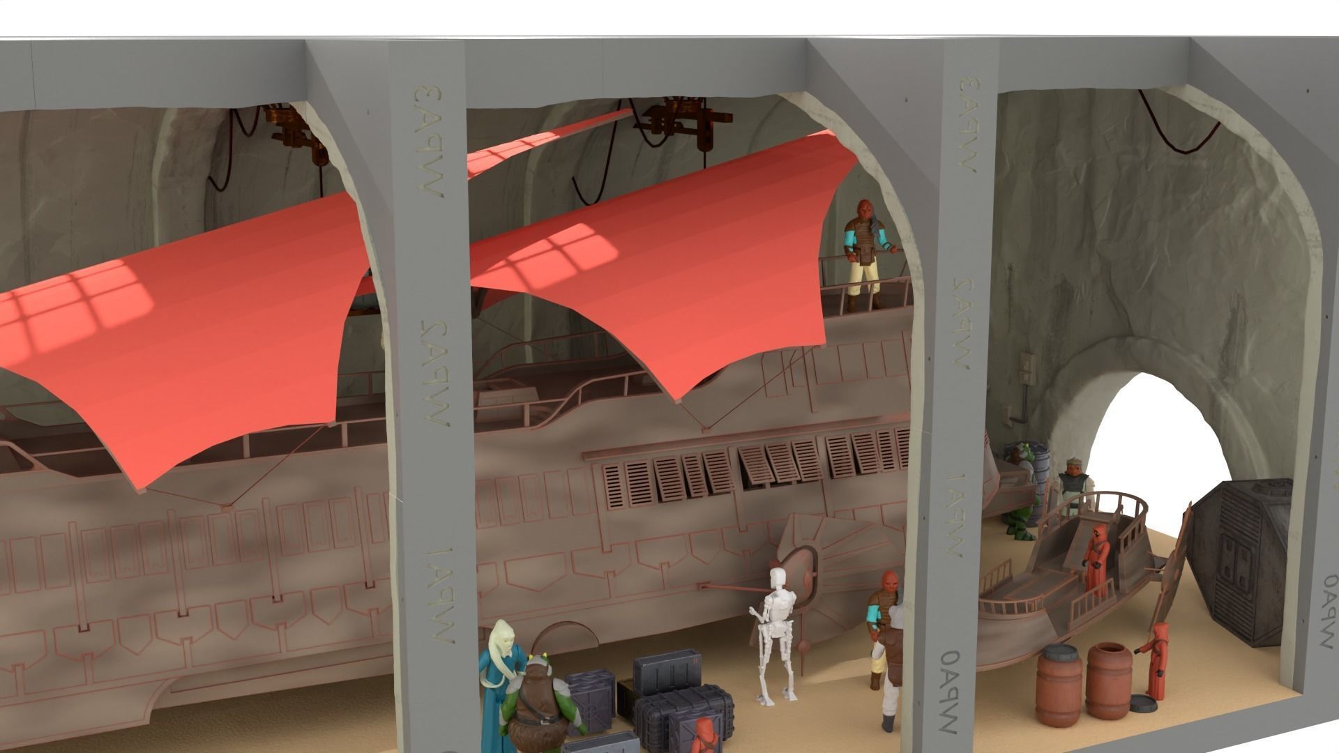 Sailbarge Hangar 1-18 scale Hasbro Kenner 3D print model_43