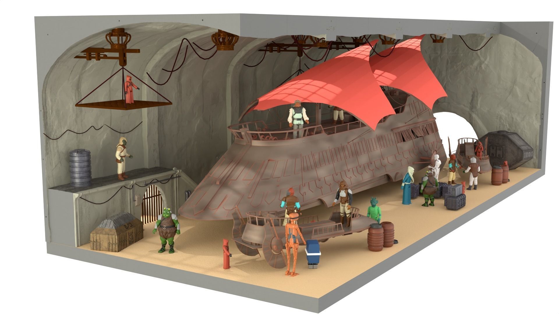 Sailbarge Hangar 1-18 scale Hasbro Kenner 3D print model_22