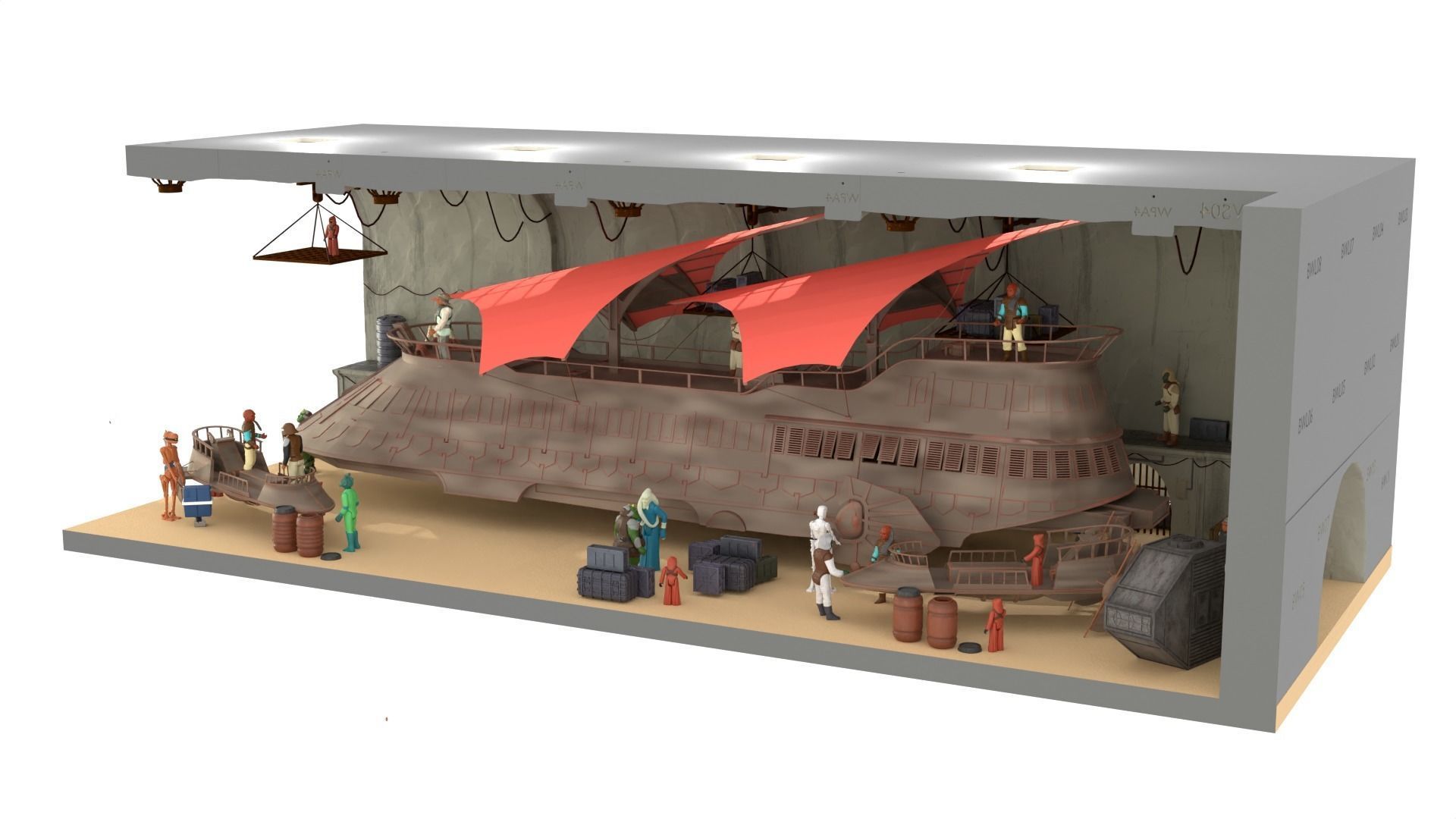 Sailbarge Hangar 1-18 scale Hasbro Kenner 3D print model_15