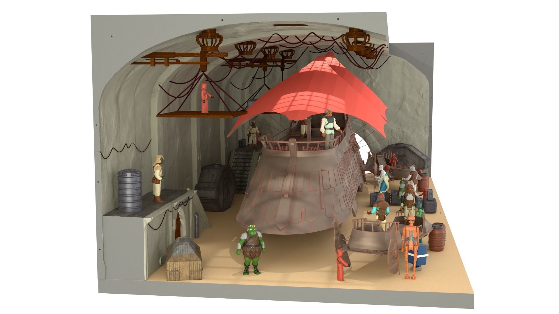 Sailbarge Hangar 1-18 scale Hasbro Kenner 3D print model_16